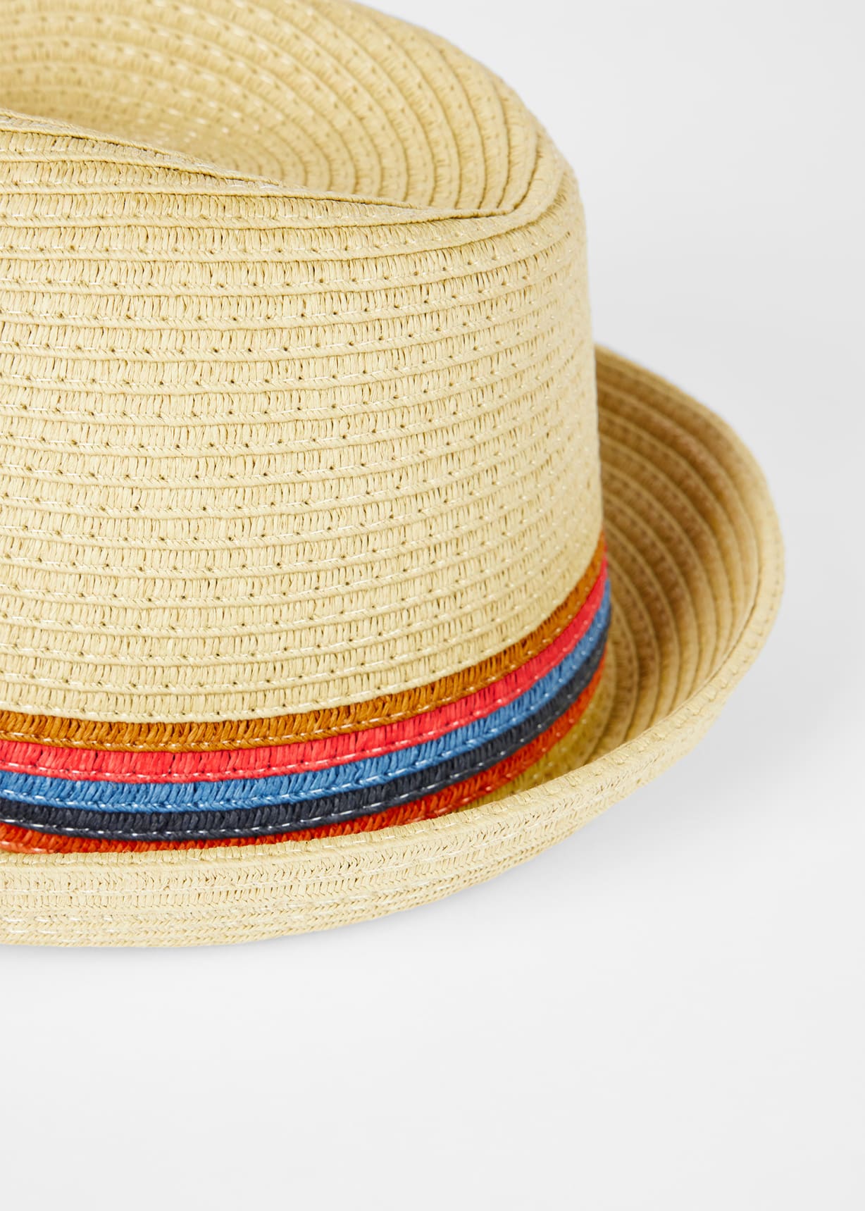 Detail View - Beige 'Artist Stripe' Trim 'Trilby' Hat Paul Smith