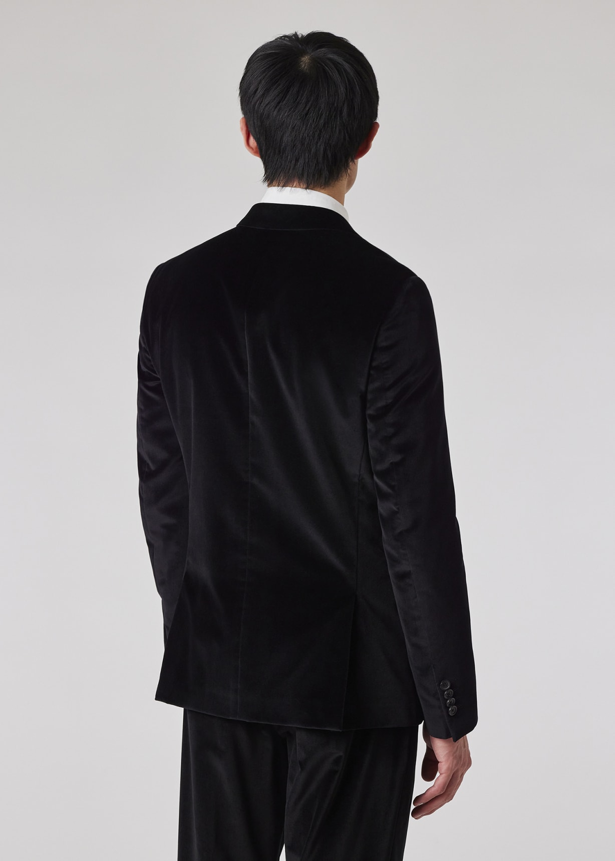 Model View - The Kensington - Slim-Fit Black Velvet Two-Button Blazer Paul Smith