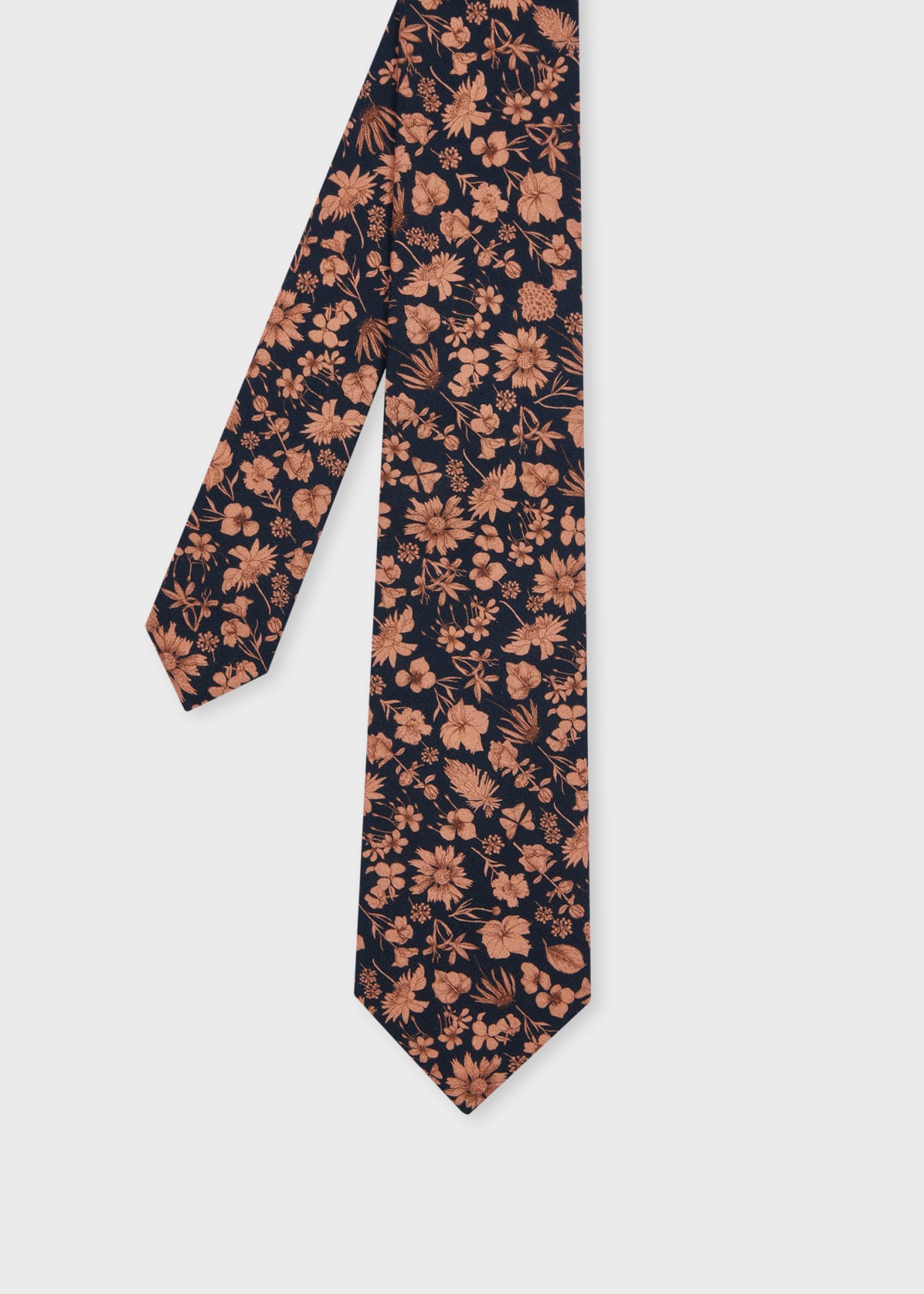 Product view - Navy 'Pencil Floral' Print Cotton Tie Paul Smith