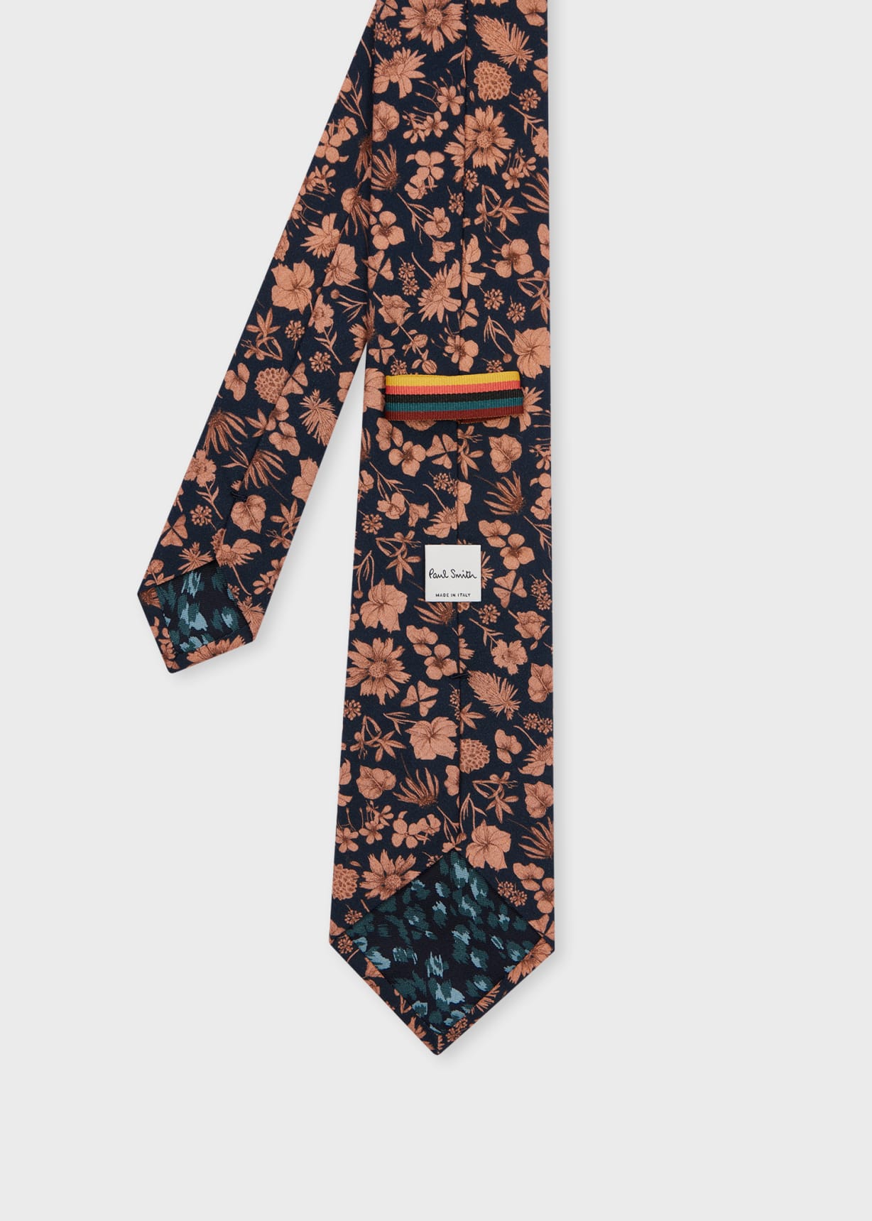 Product view - Navy 'Pencil Floral' Print Cotton Tie Paul Smith