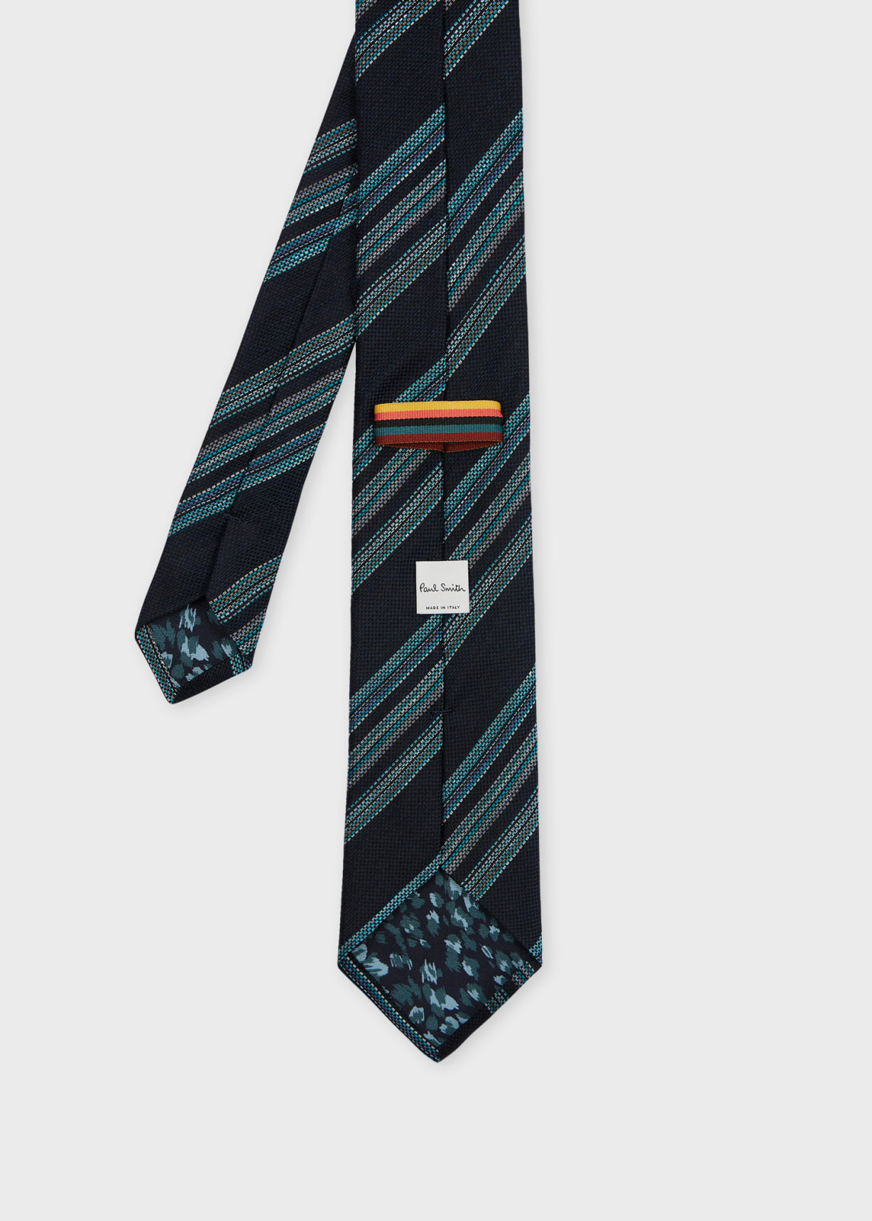 ネクタイ Paul Smith MEN TIE BLOCK STRIPE (M1A.0TIE.N41530 20 PINK) Navy Linen-Silk Block Stripe Tie