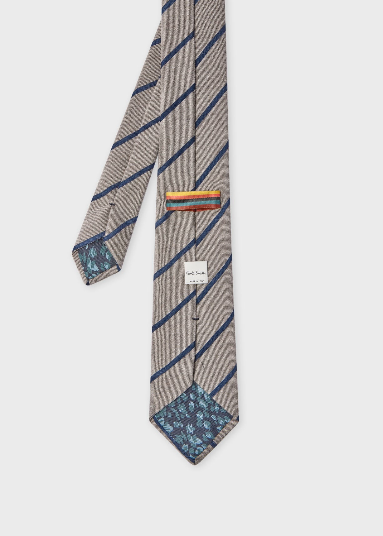 Grey Wool-Silk Spaced Stripe Tie