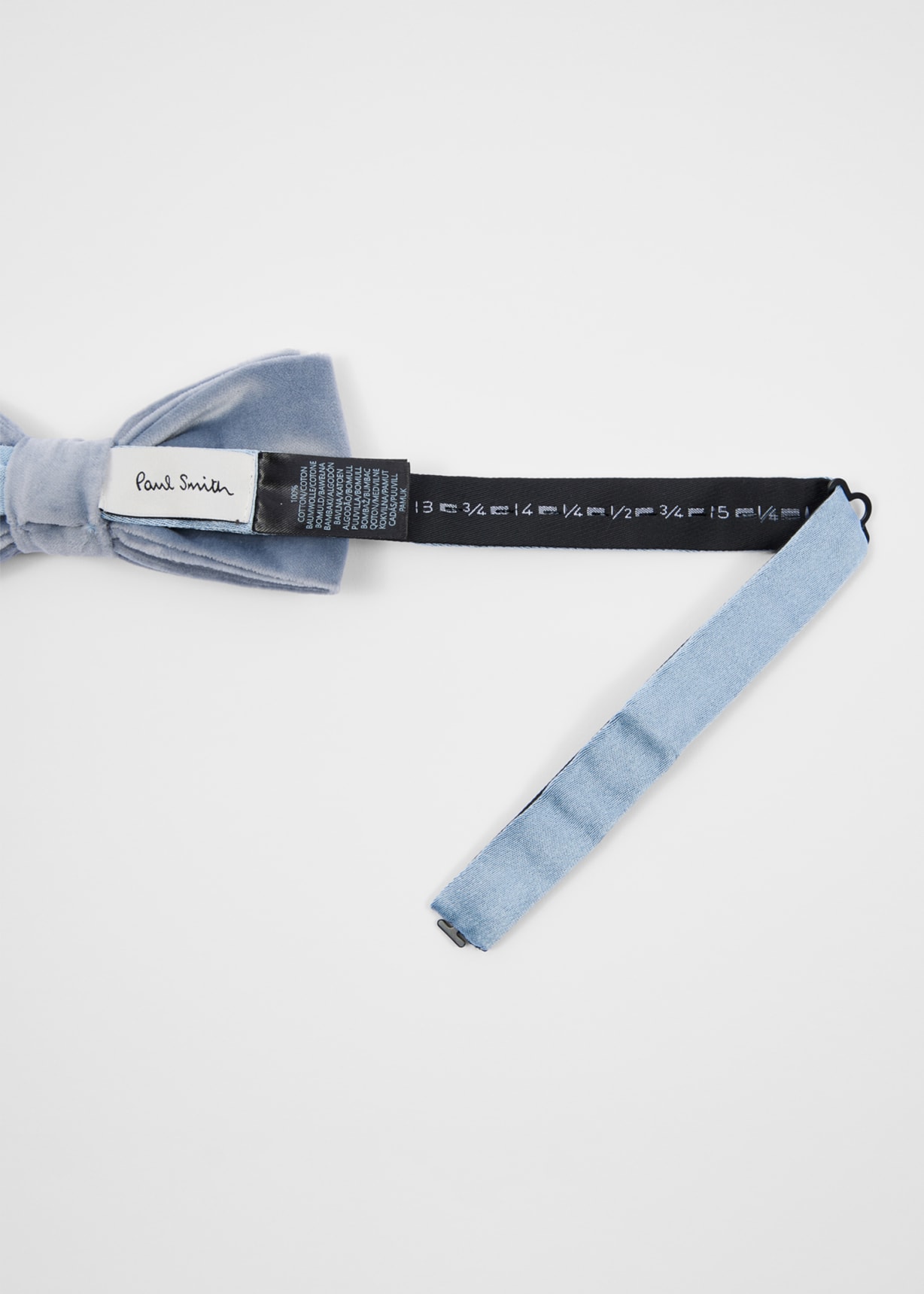 Detail View - Dusky Blue Velvet Bow Tie Paul Smith