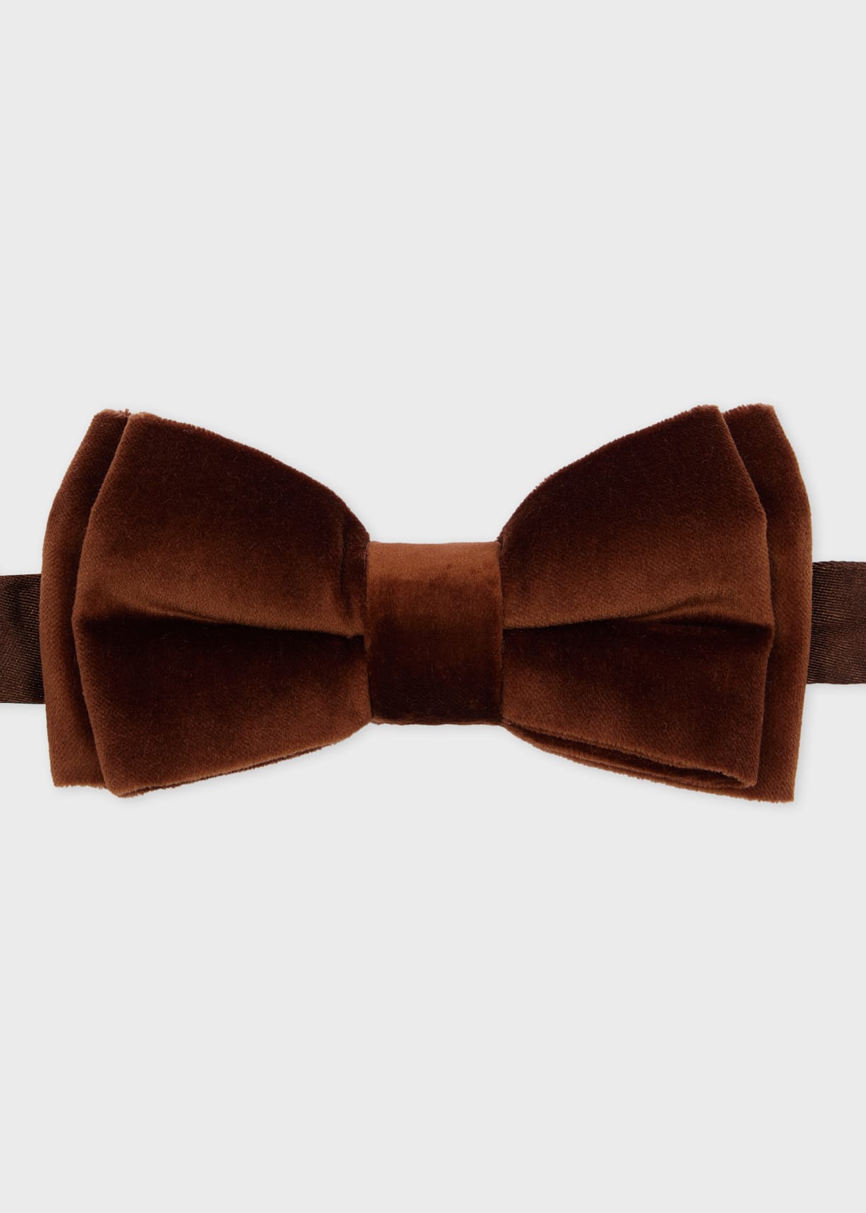 Front View - Dark Brown Velvet Pre-Tied Bow Tie Paul Smith