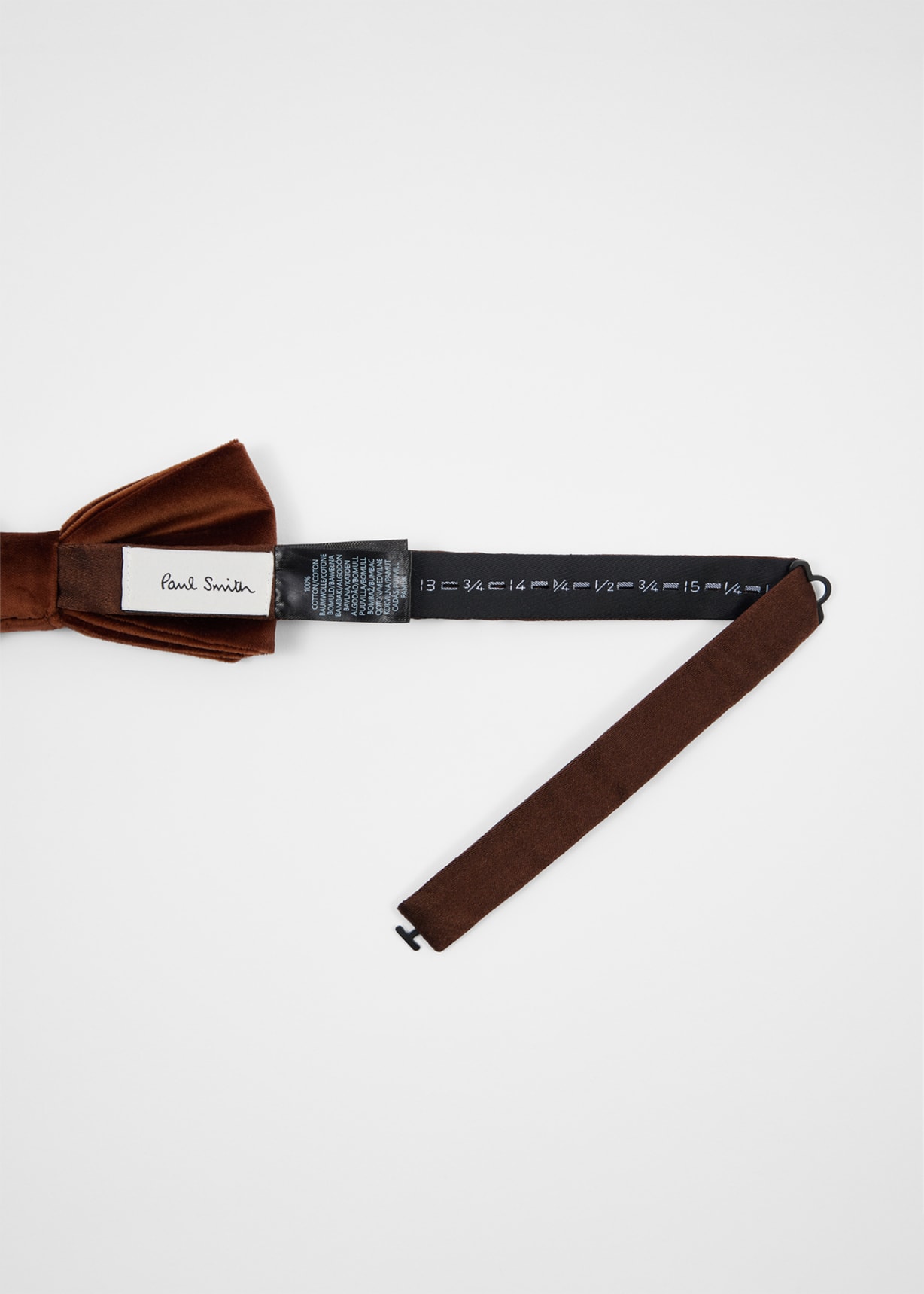 Detail View - Dark Brown Velvet Pre-Tied Bow Tie Paul Smith