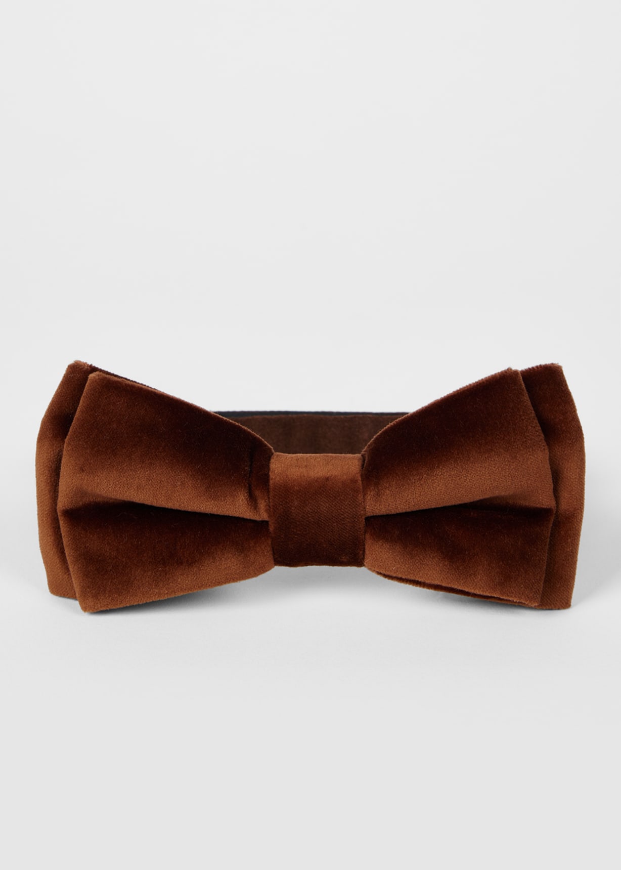 Detail View - Dark Brown Velvet Pre-Tied Bow Tie Paul Smith