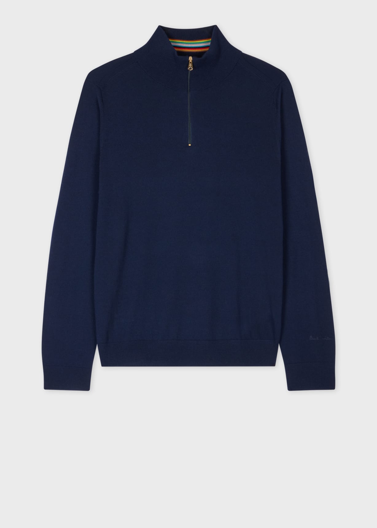 Men's Navy Merino Wool Half-Zip Sweater