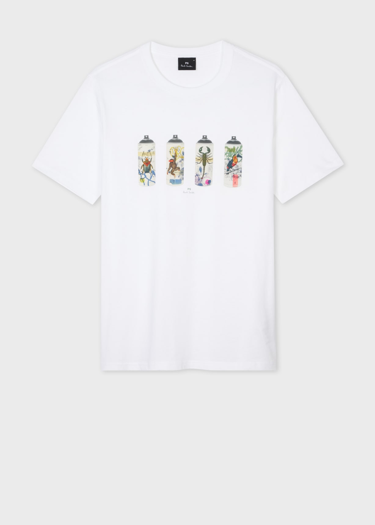 Product view - White 'Spray Cans' Print T-Shirt Paul Smith