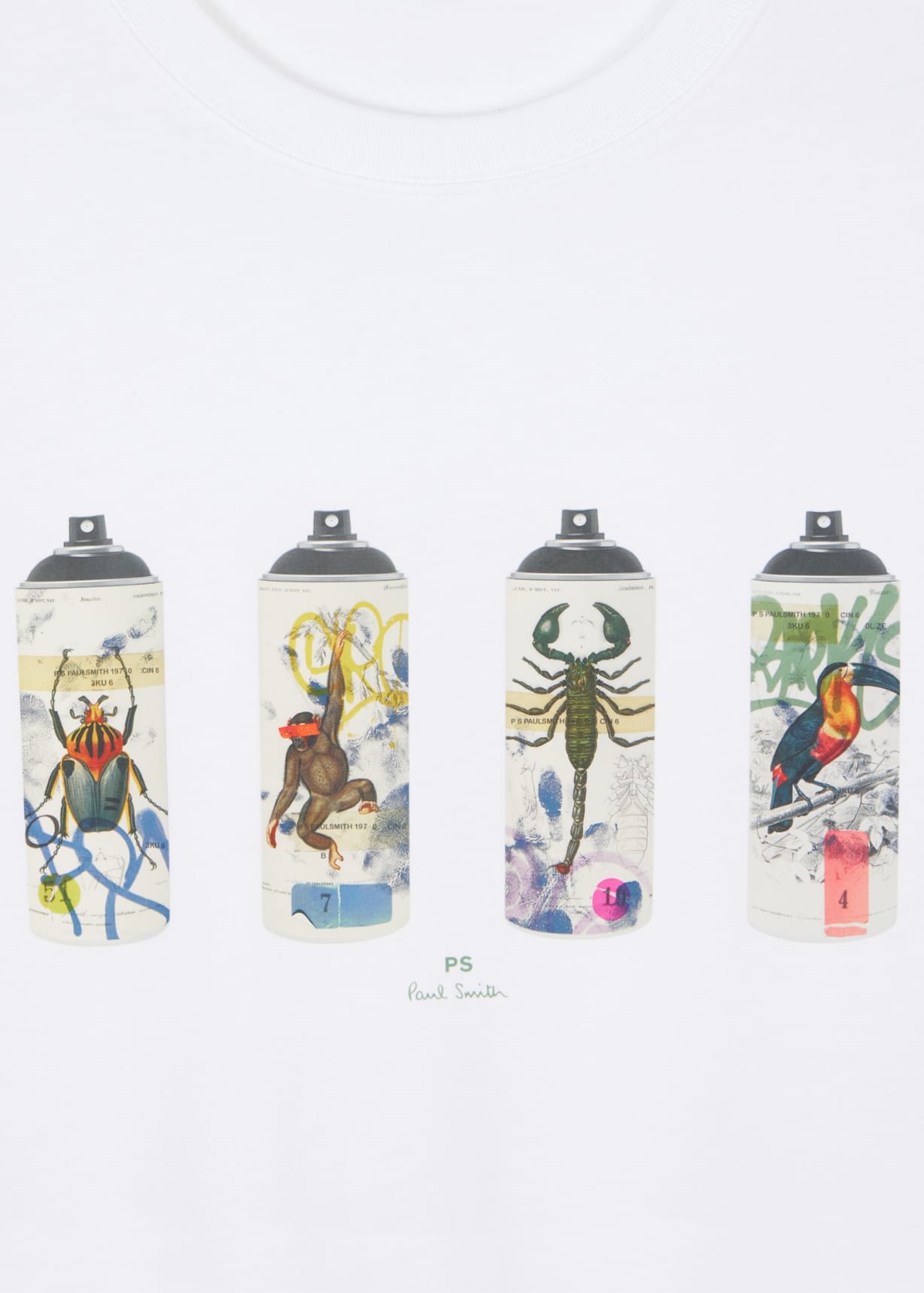 Product view - White 'Spray Cans' Print T-Shirt Paul Smith