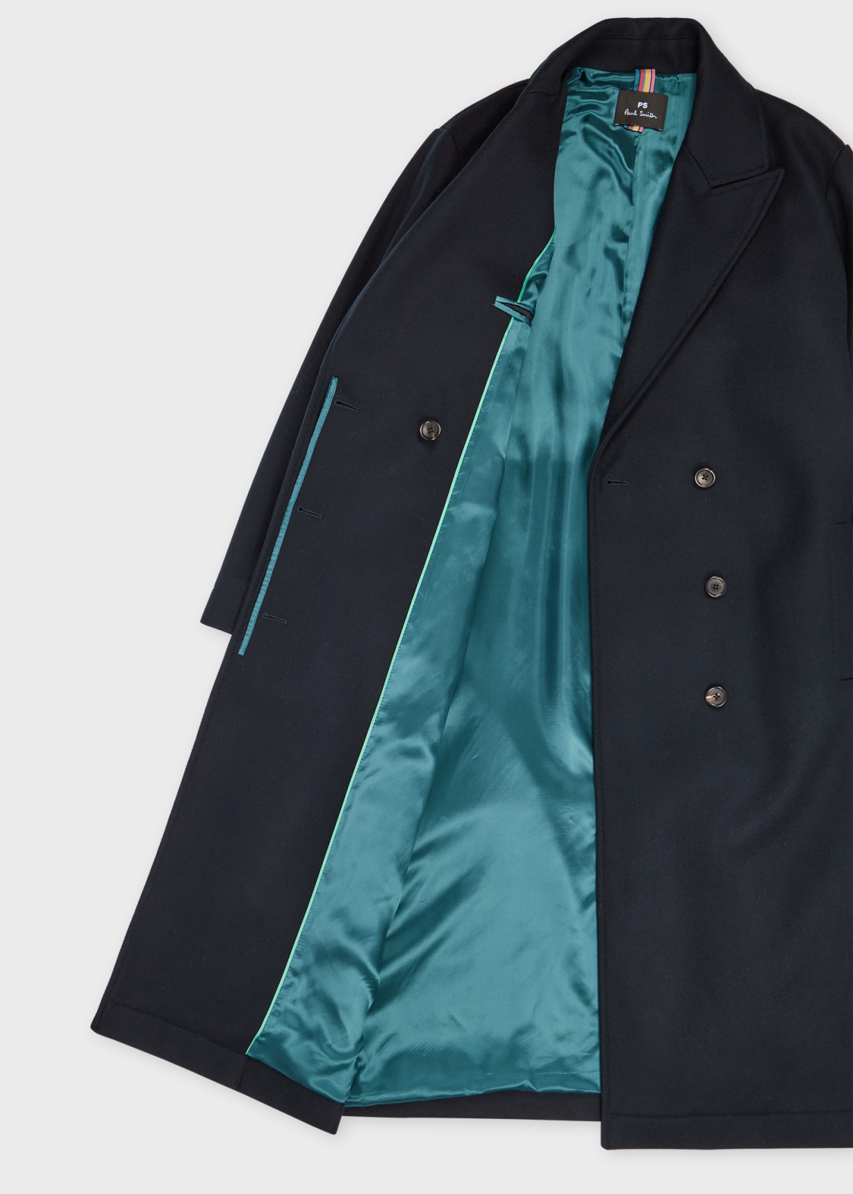 Women's Dark Navy Wool-Cashmere Double Breasted Overcoat