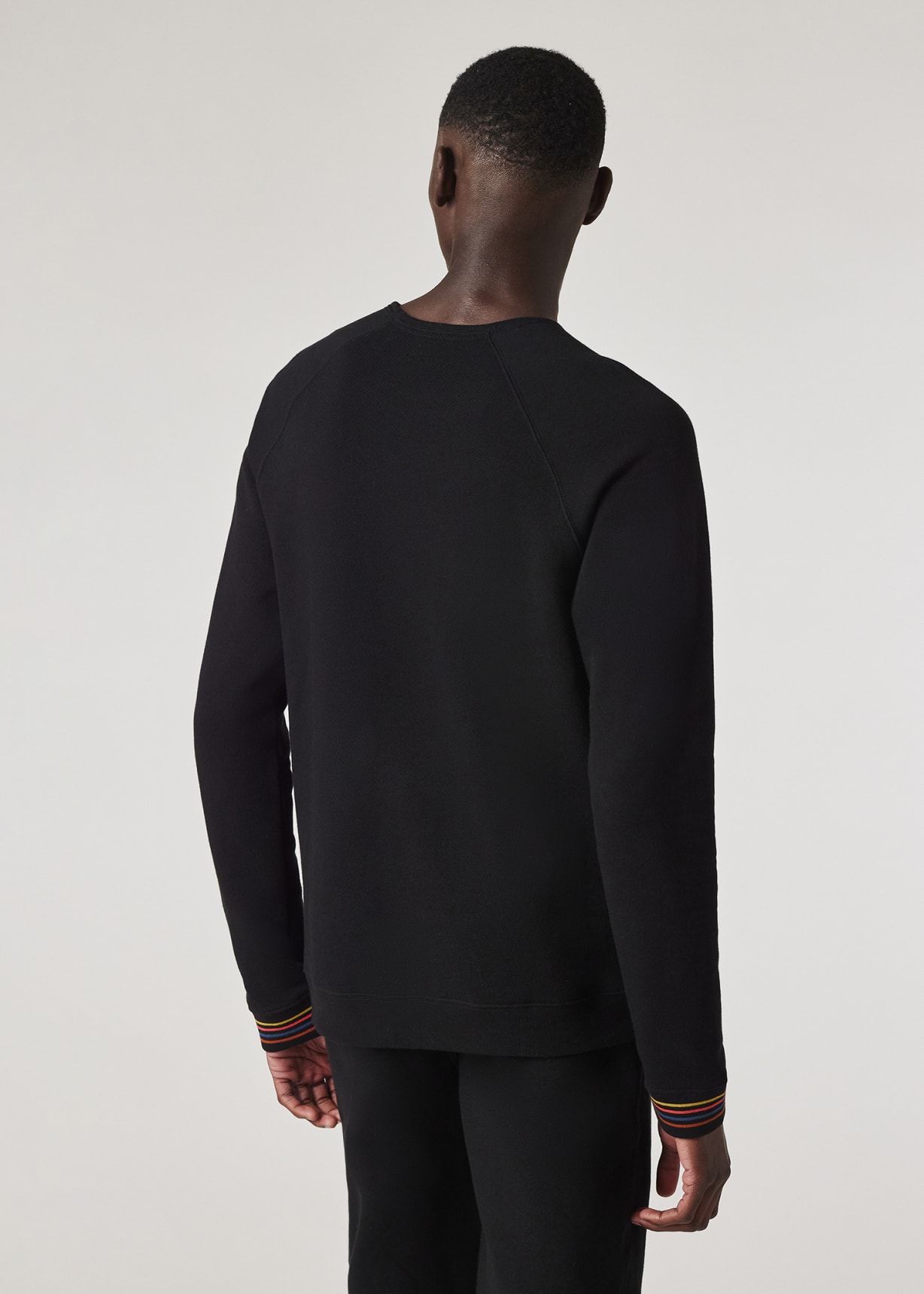 Model View - Men's Black Cotton 'Artist Stripe' Loungewear Set