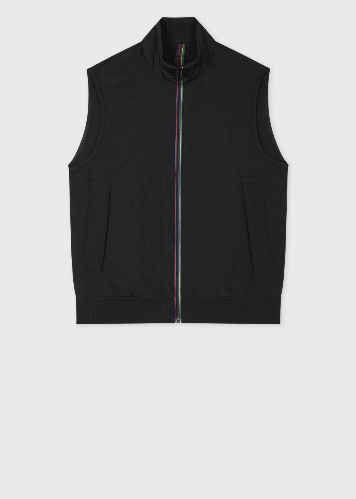 トップス Paul Smith collection vest Men's Black 'Sports Stripe' Mixed Media Gilet