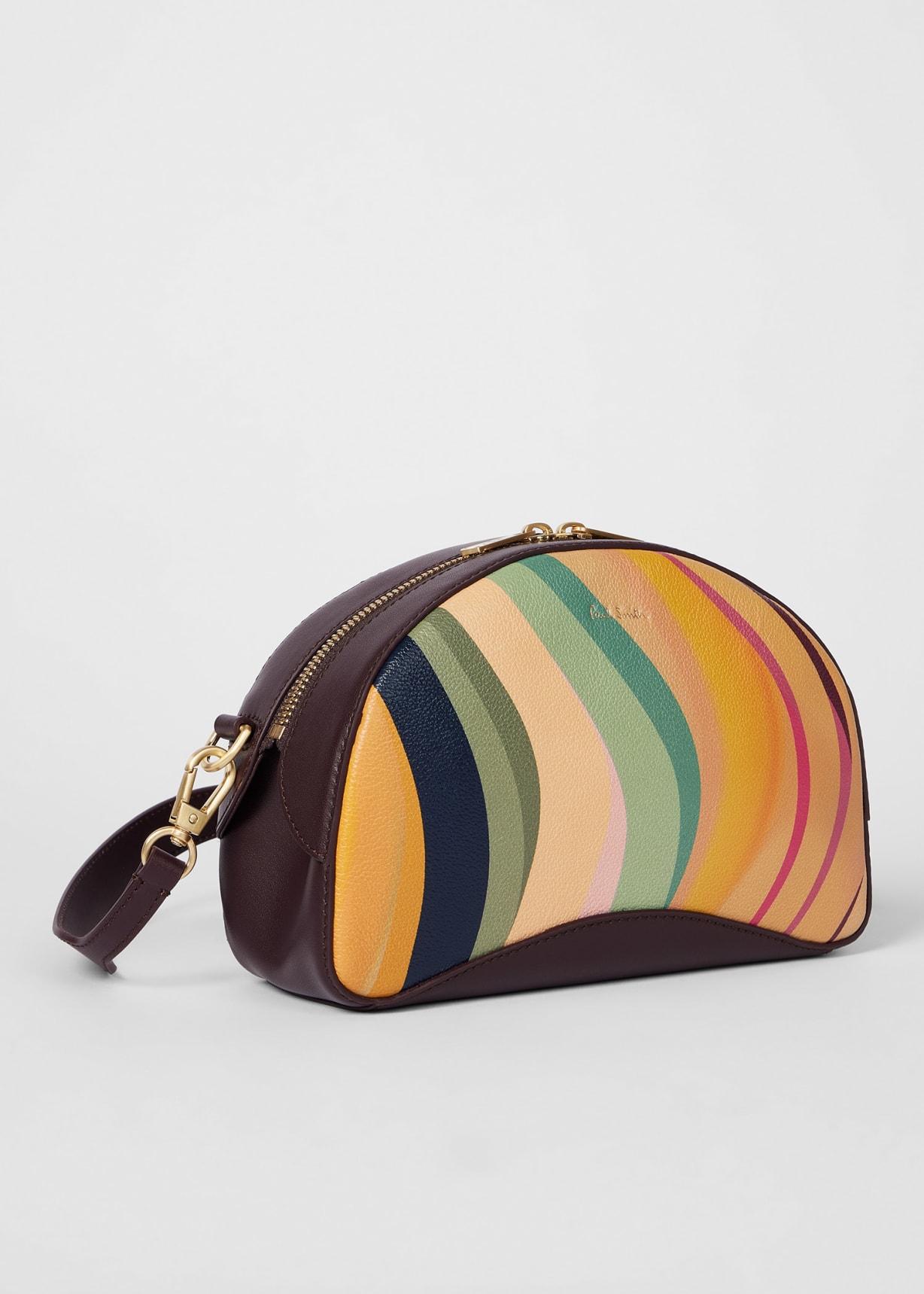 Women's 'Dusky Swirl' Leather Curved Camera Bag
