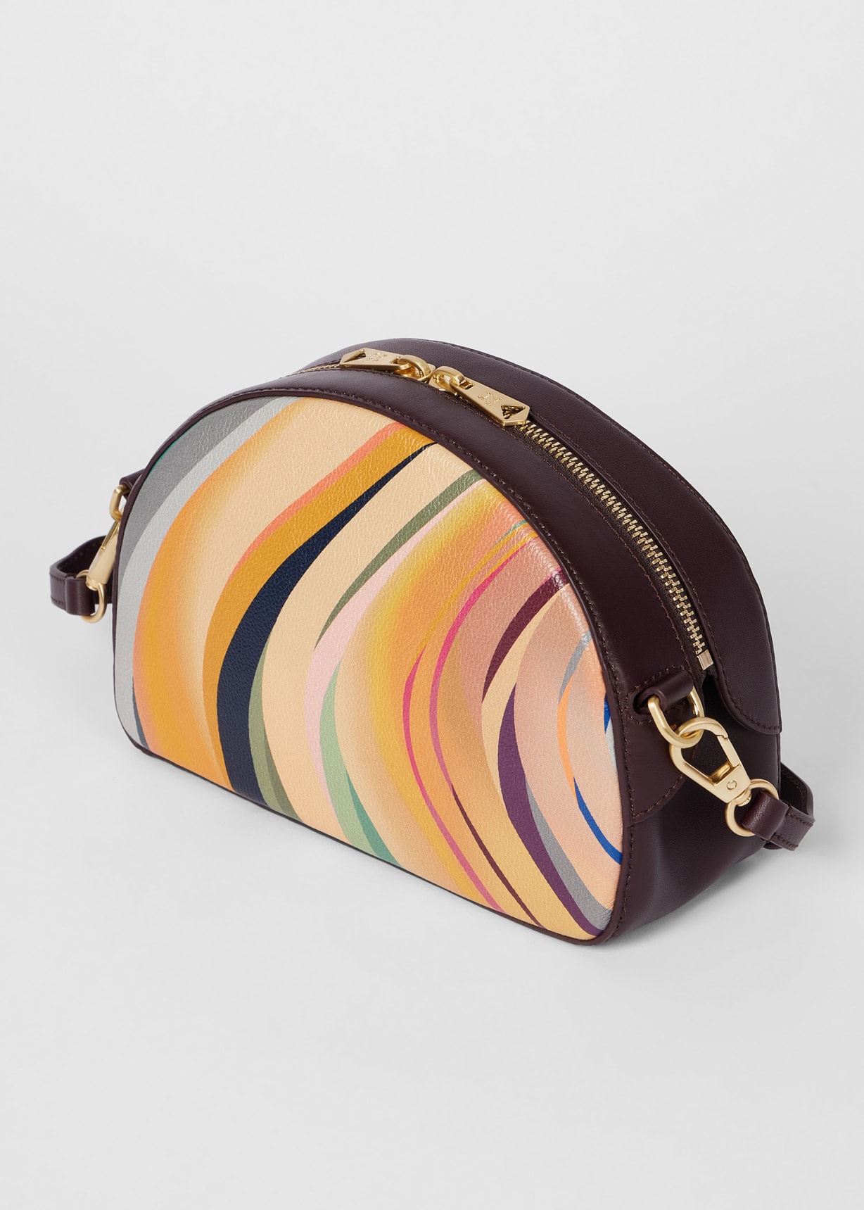 Women's 'Dusky Swirl' Leather Curved Camera Bag