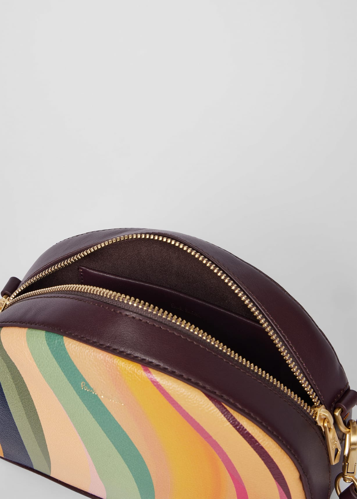 Women's 'Dusky Swirl' Leather Curved Camera Bag