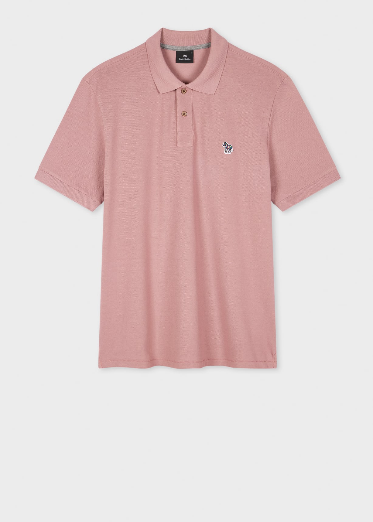 Front View - Powder Pink Organic Cotton Zebra Polo Shirt Paul Smith