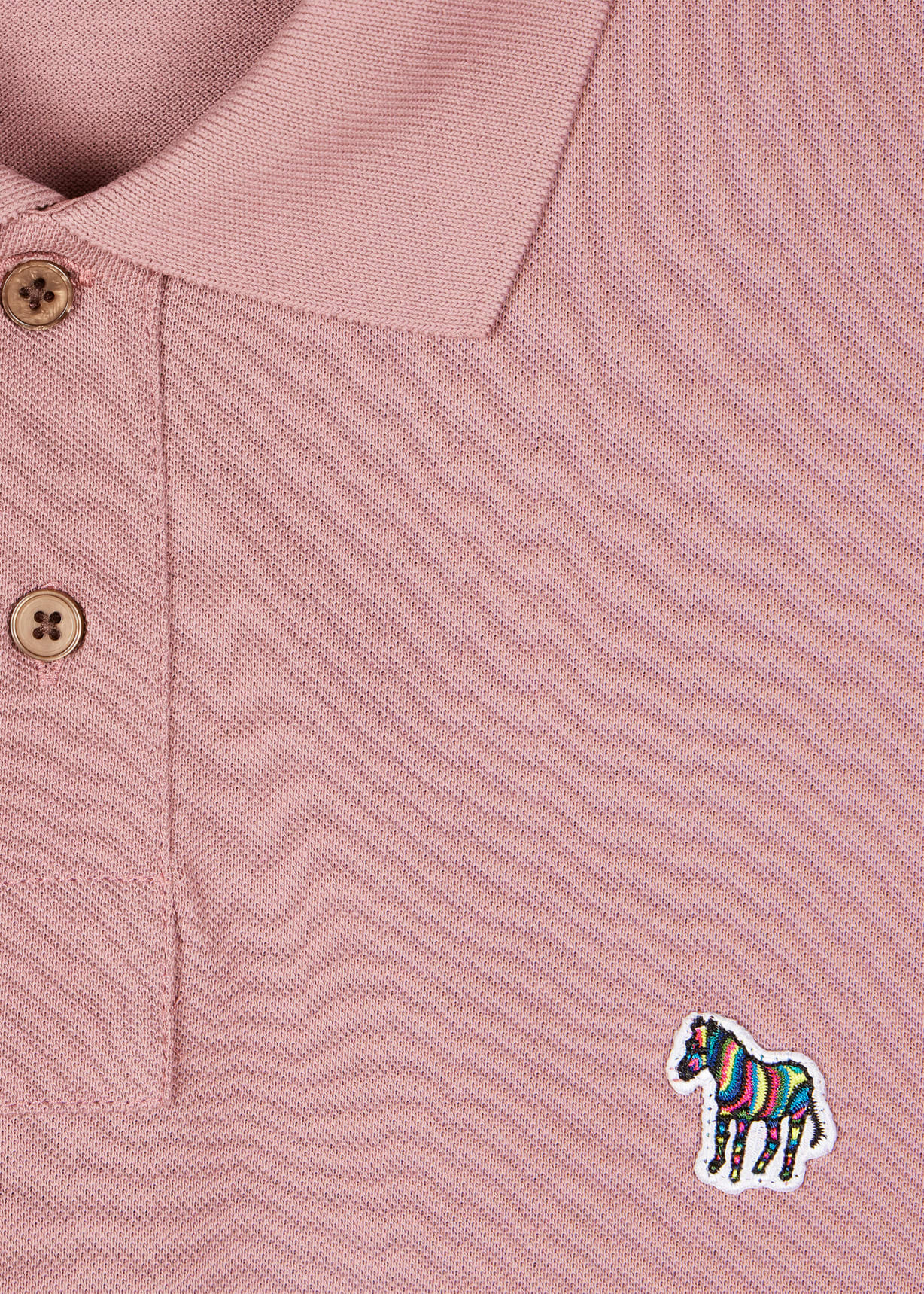 Detail View - Powder Pink Organic Cotton Zebra Polo Shirt Paul Smith