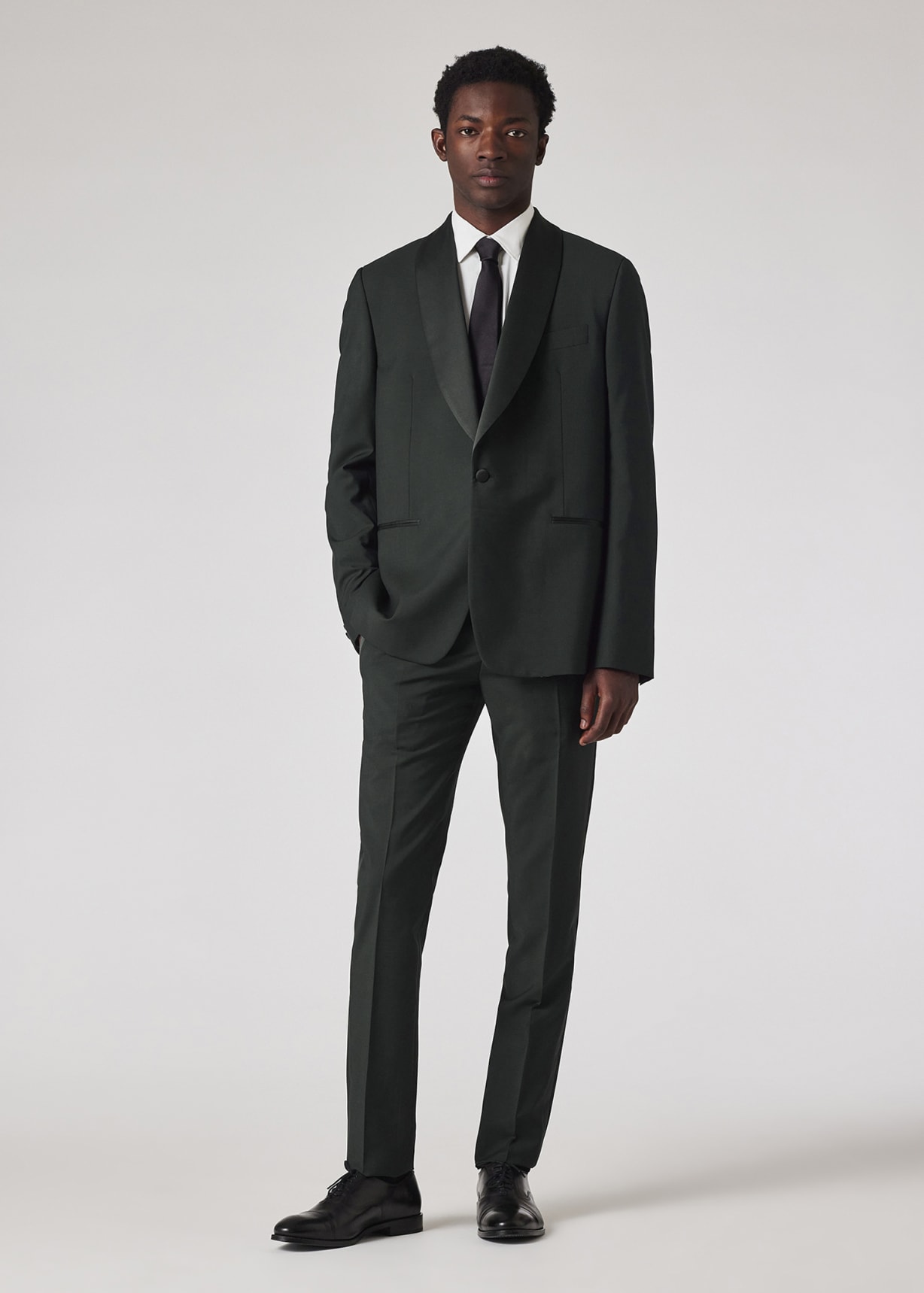 Men's Tailored-Fit Dark Green Wool-Mohair Evening Blazer