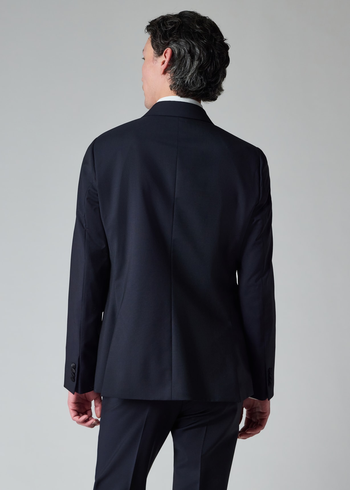 Men's Dark Navy Wool-Mohair Double-Breasted Evening Blazer