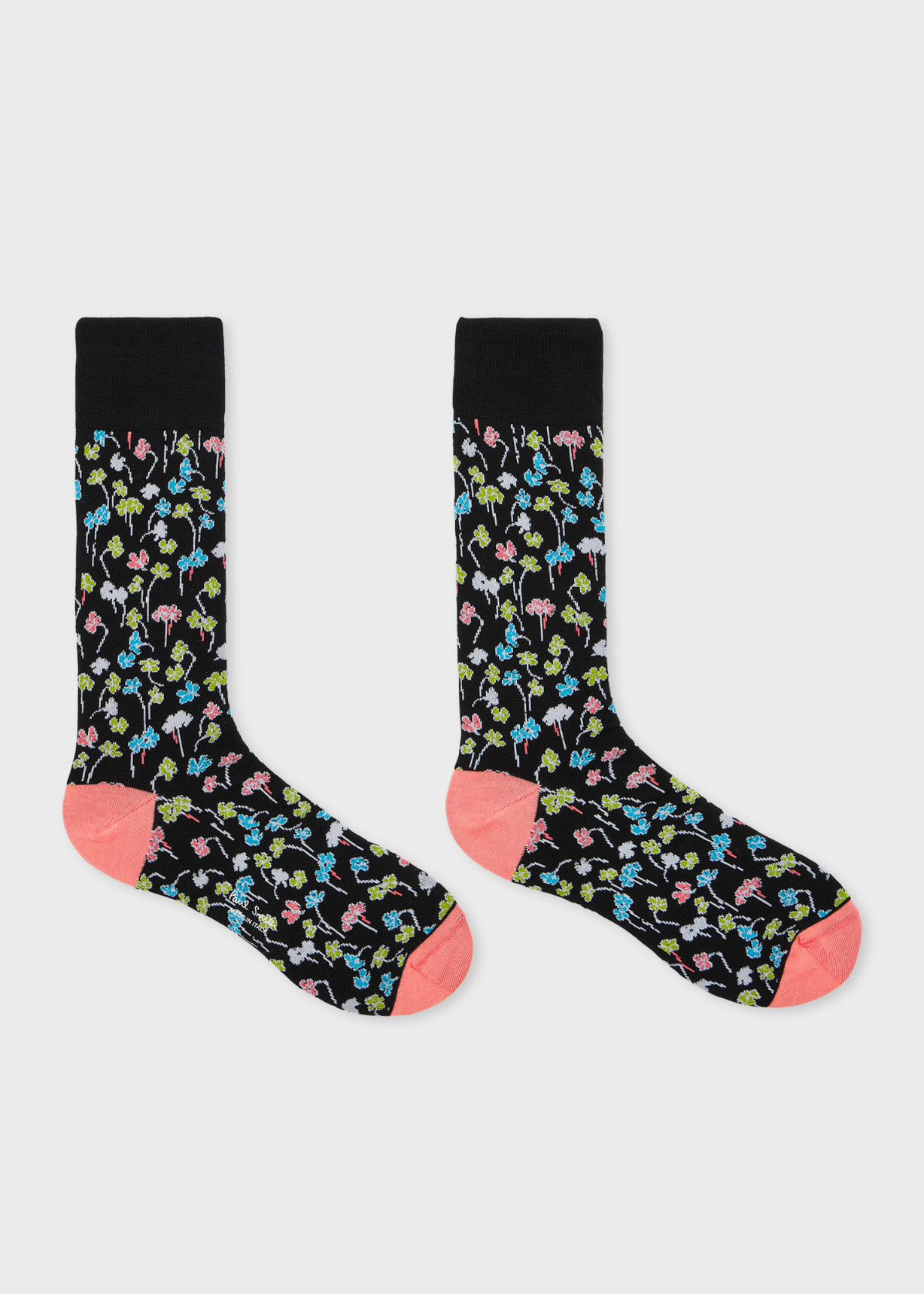 Detail View - Black Multicolour Floral Socks Paul Smith