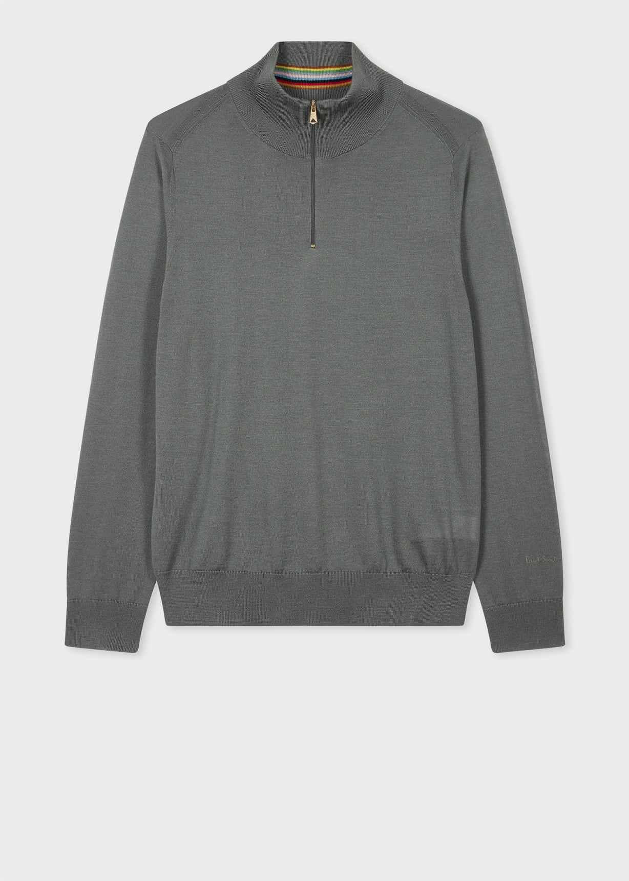 Product view - Slate Green Merino Wool Half-Zip Sweater Paul Smith