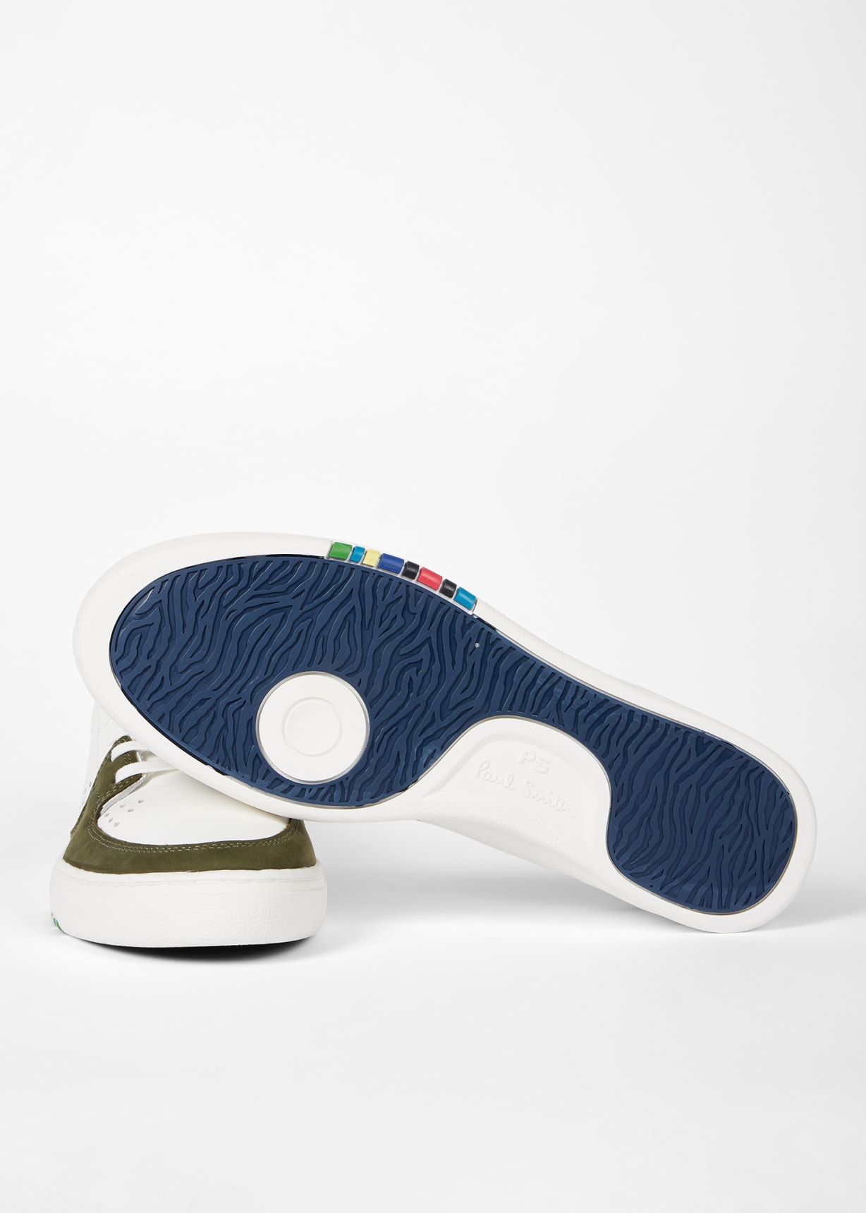 Men's White and Khaki Panel 'Cosmo' Trainers