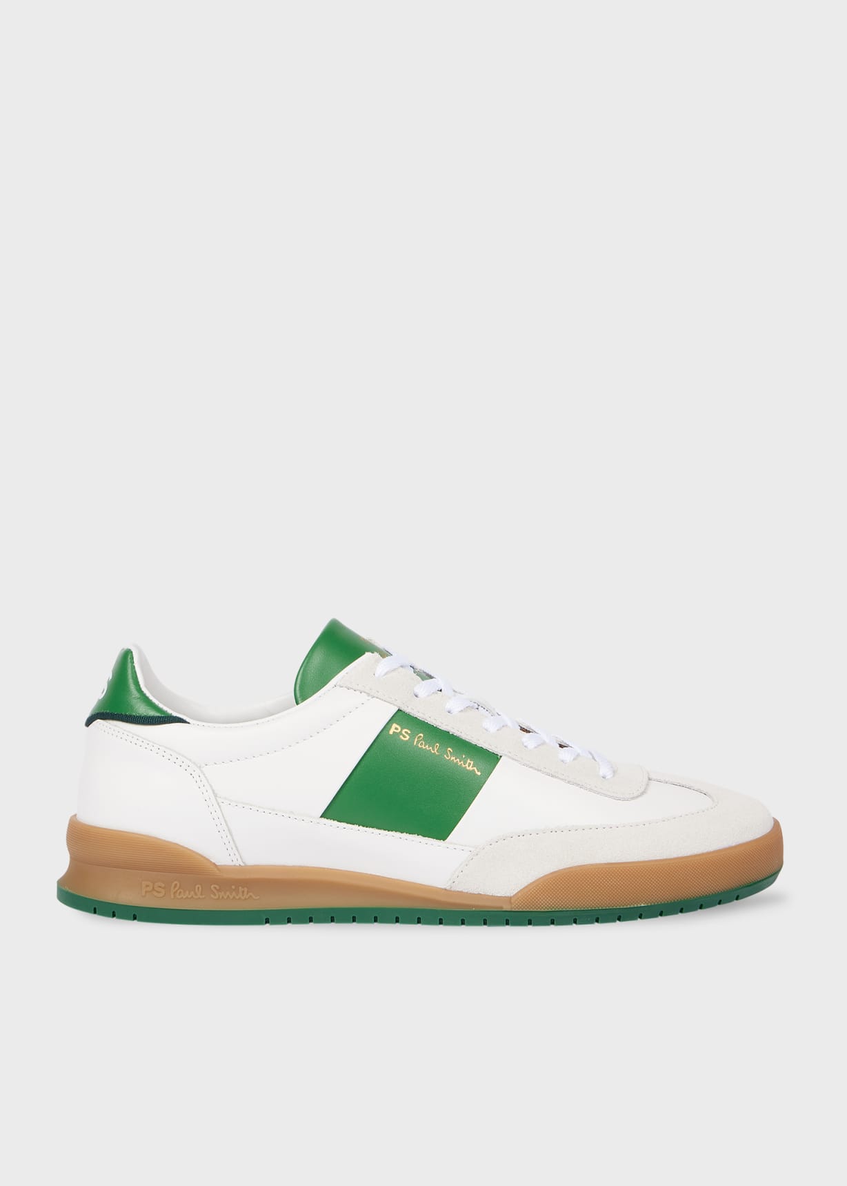 Men's White And Green Leather 'Dover' Trainers