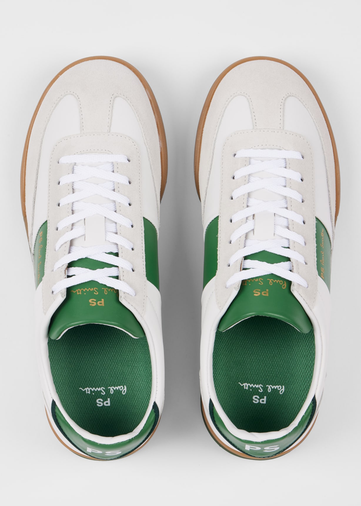 Men's White And Green Leather 'Dover' Trainers