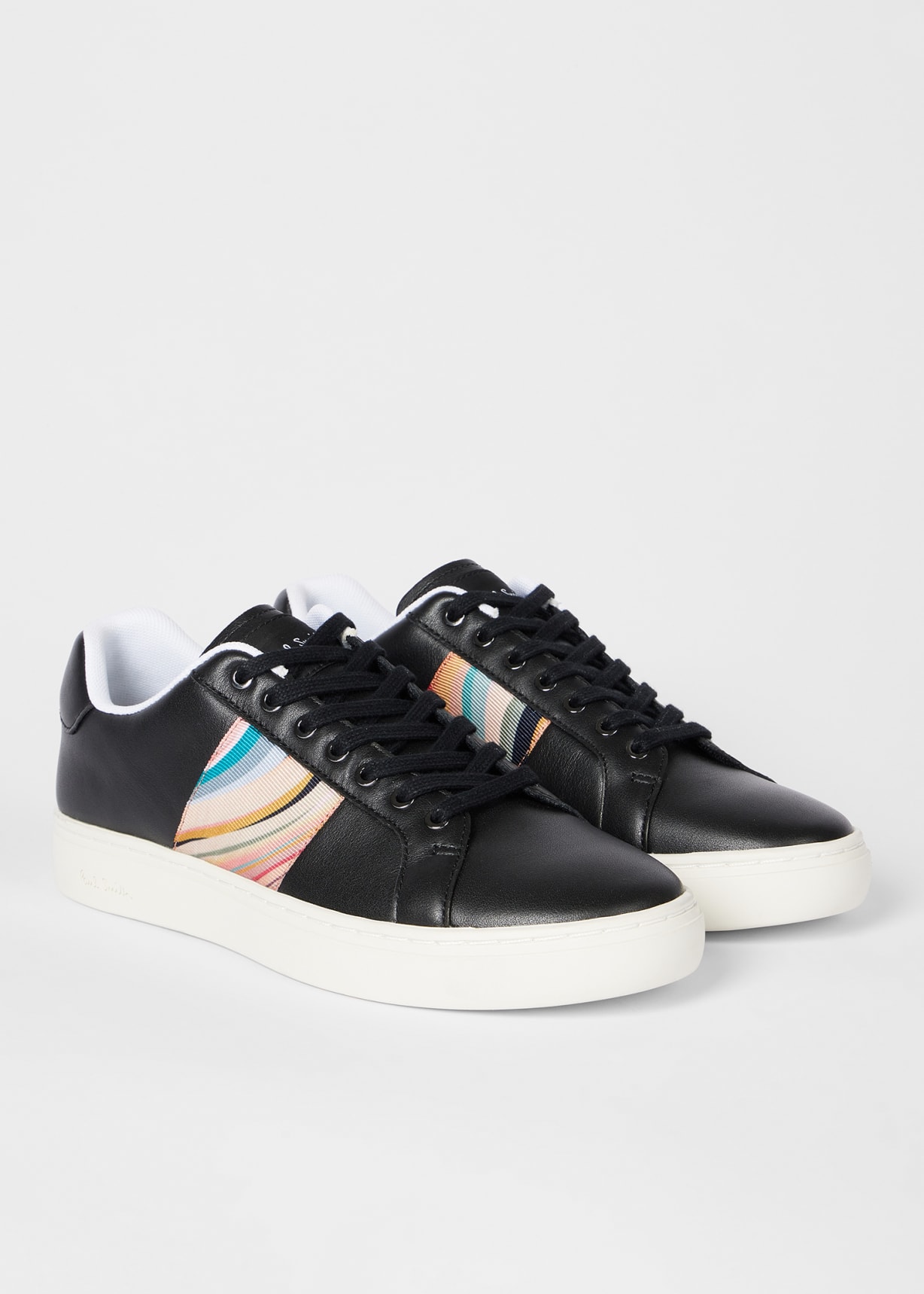 Product view - Women's Black Leather 'Dusky Swirl' 'Lapin' Trainers Paul Smith