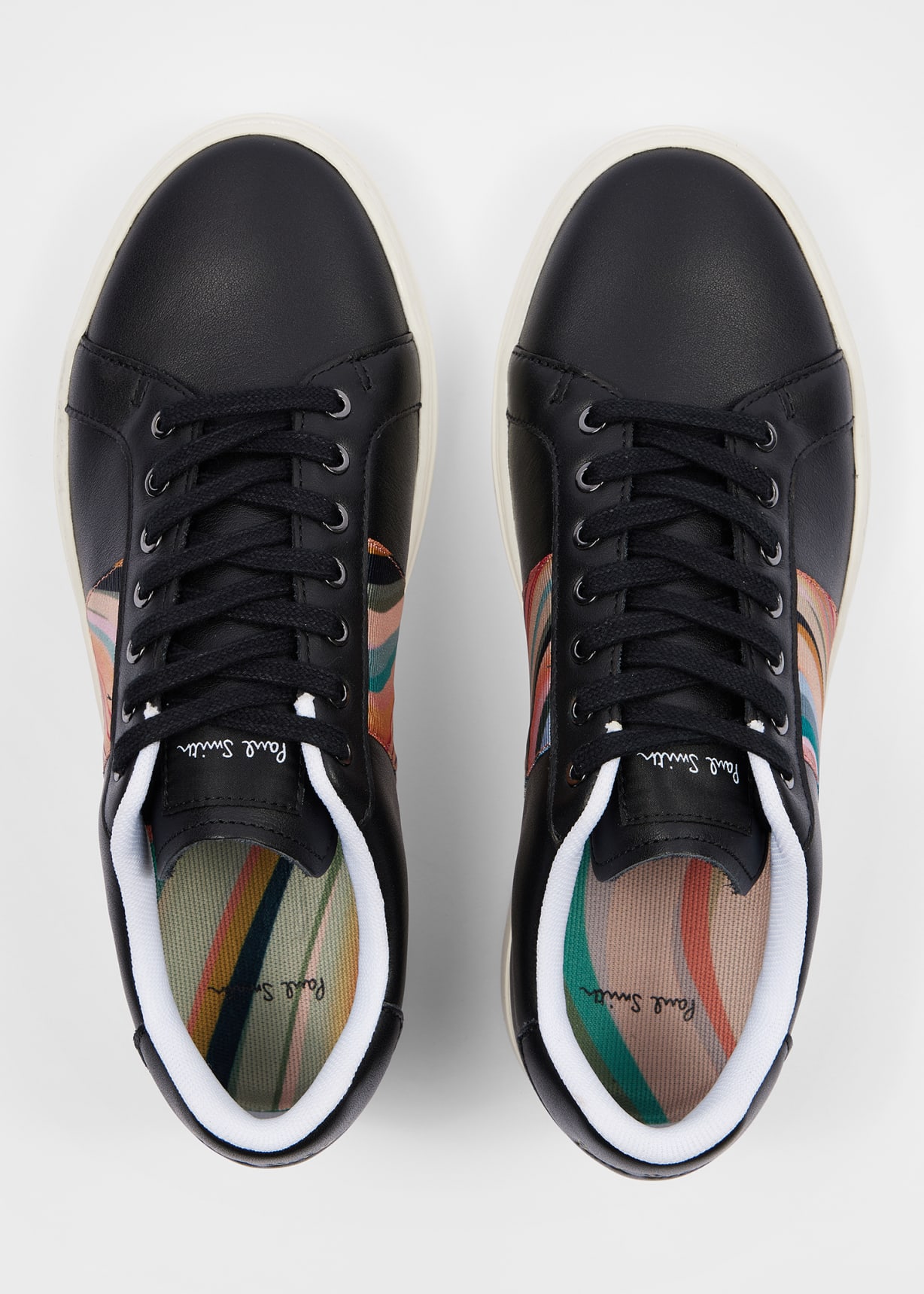 Product view - Women's Black Leather 'Dusky Swirl' 'Lapin' Trainers Paul Smith