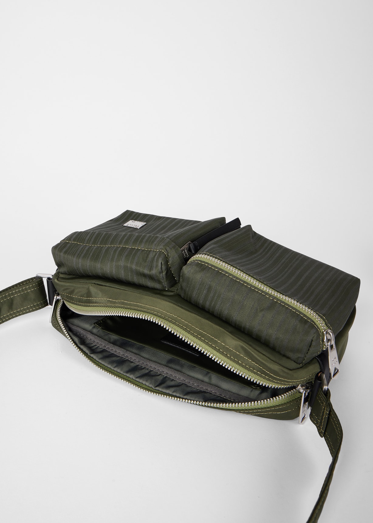 Green 'Laser Stripe' Recycled-Nylon Cross-Body Bag