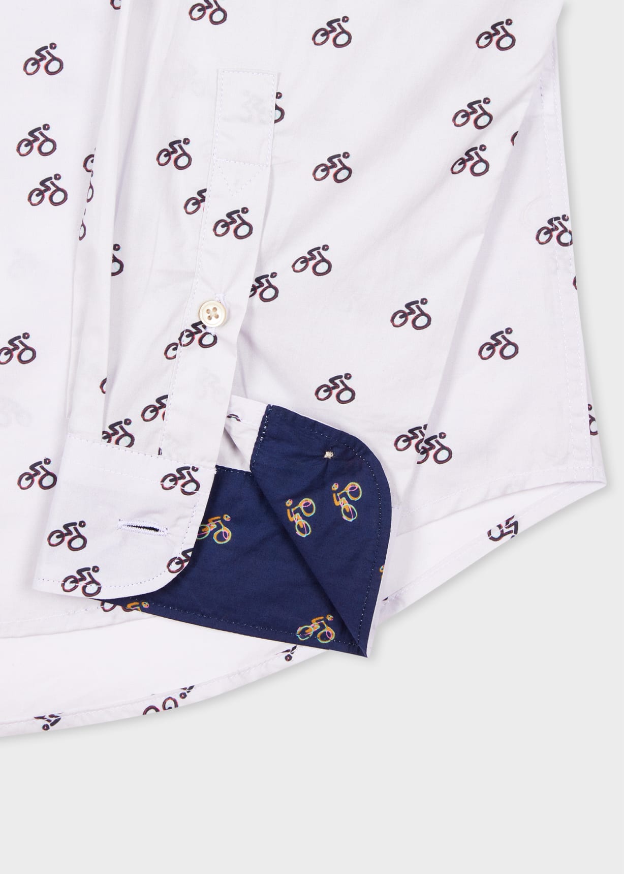 Men's Tailored-Fit White 'Cyclist' Print Shirt