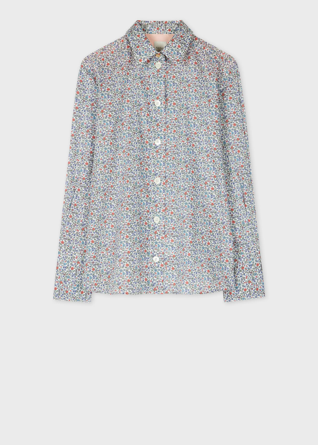 Front View - Women's Tailored-Fit Blue 'Liberty Floral' Print Shirt Paul Smith