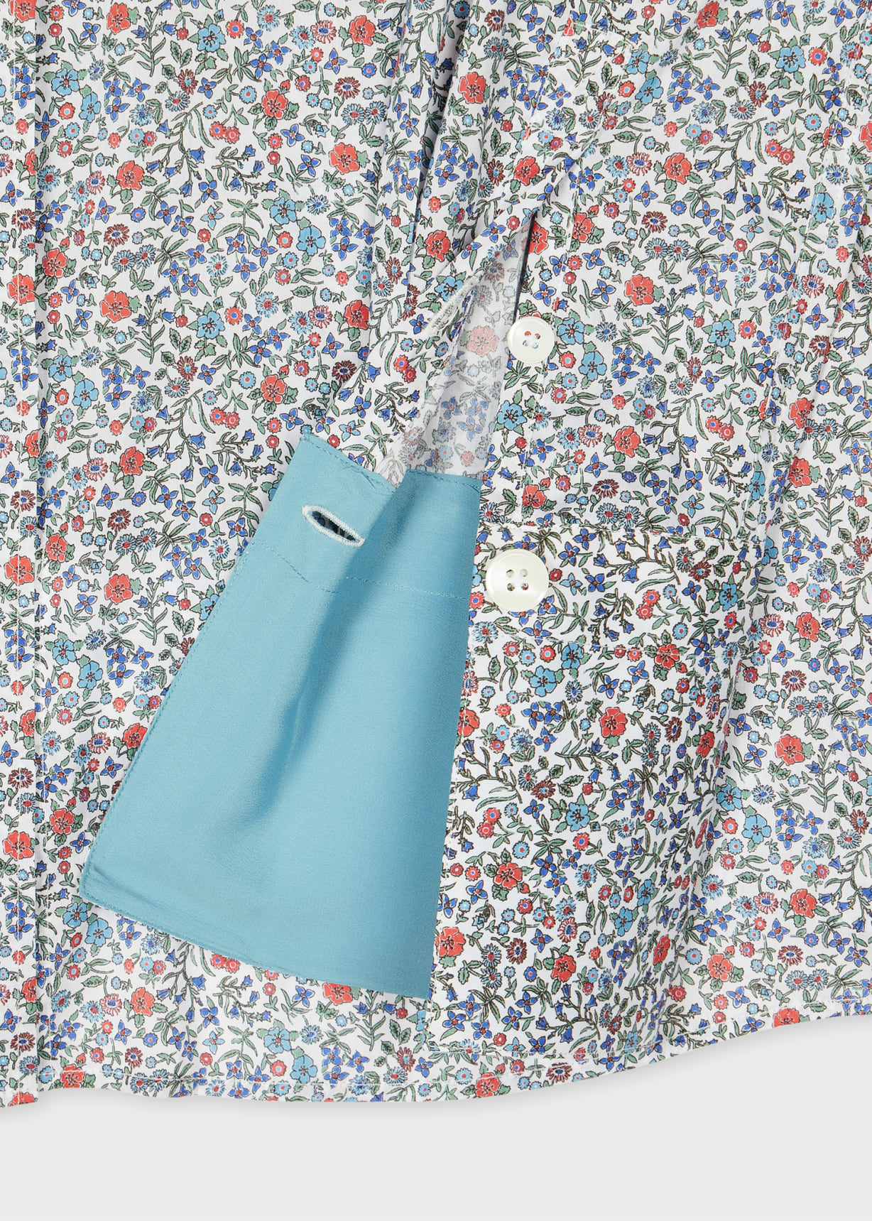 Detail View - Women's Tailored-Fit Blue 'Liberty Floral' Print Shirt Paul Smith