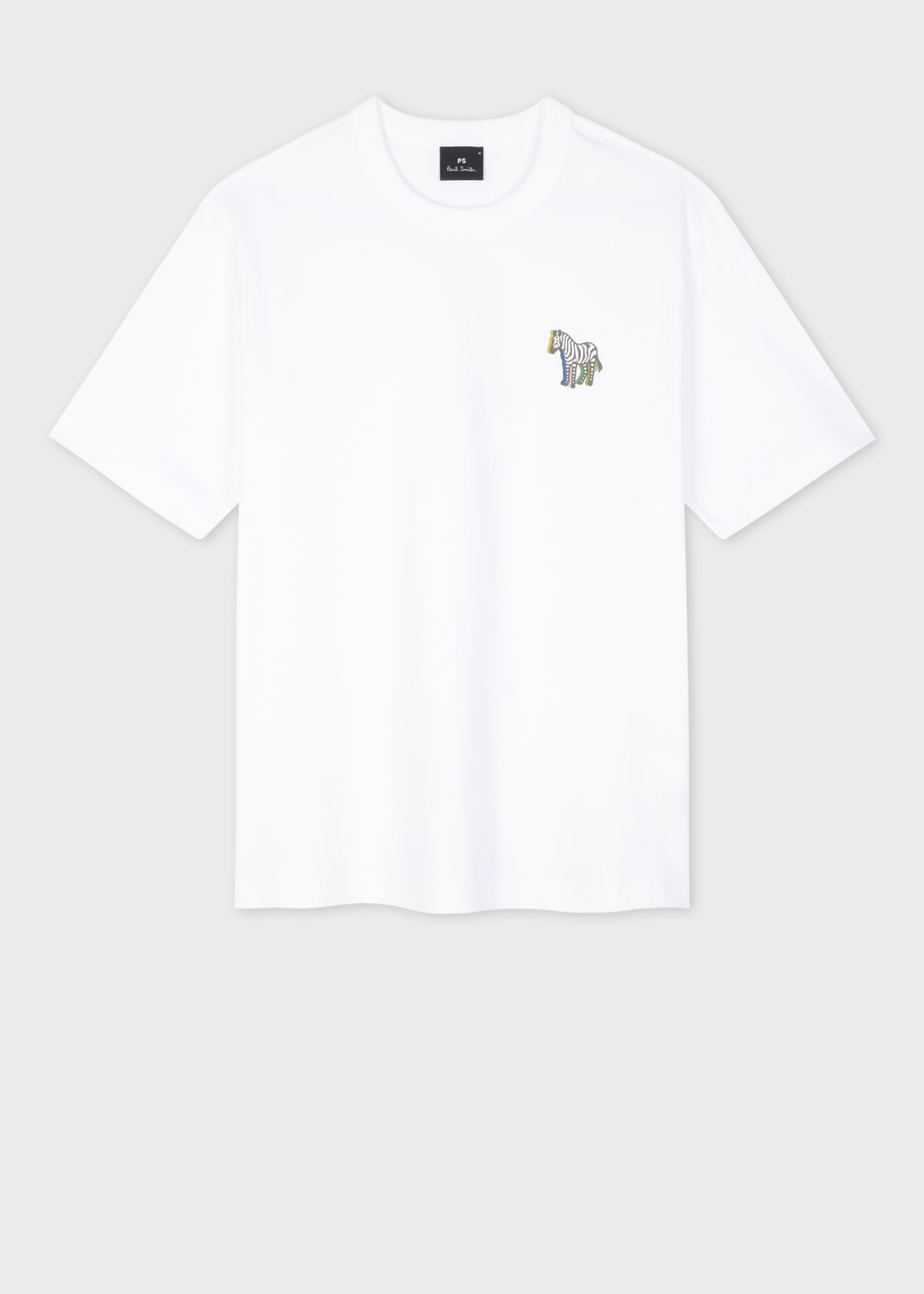 Tシャツ・カットソー PS PAUL SMITH Men T-shirt White M2R220XP22328 04 Men's White Embroidered 'Happy' T-Shirt