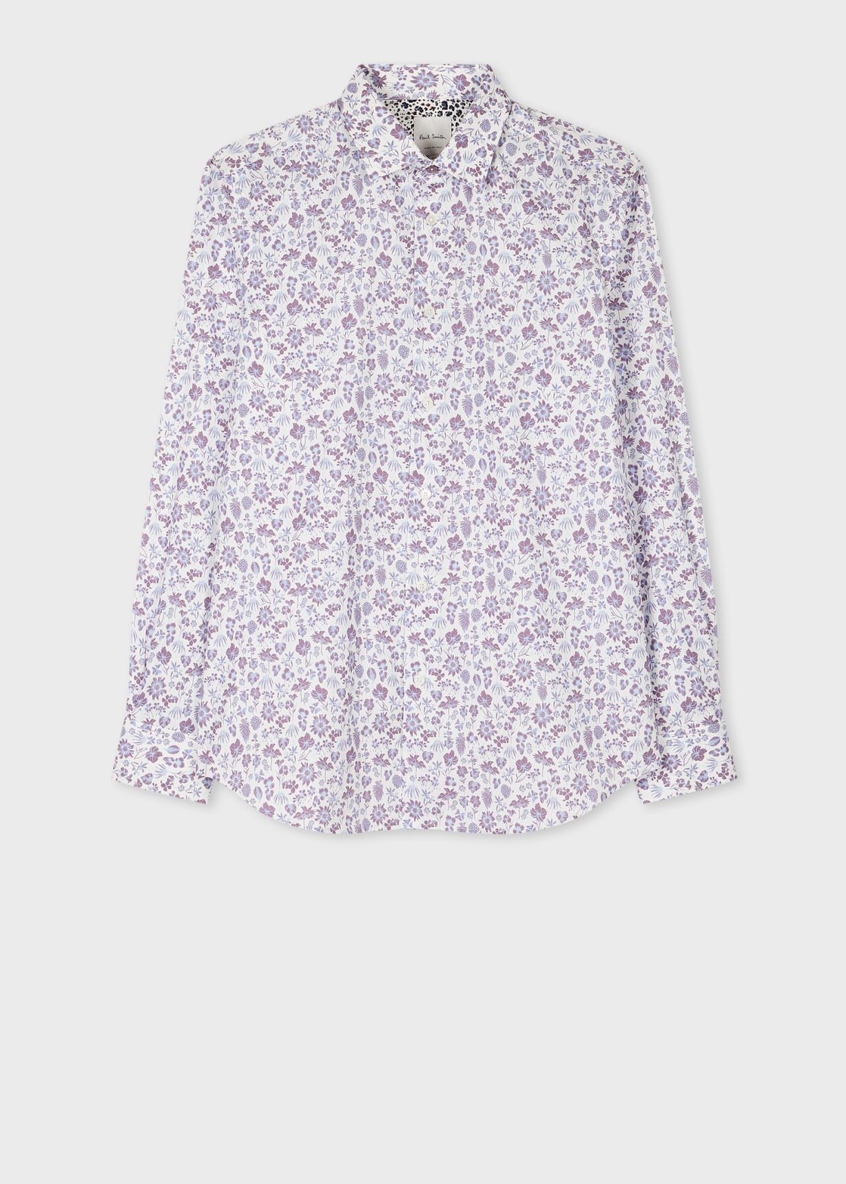 Front View - White Tailored-Fit 'Pencil Floral' Shirt Paul Smith