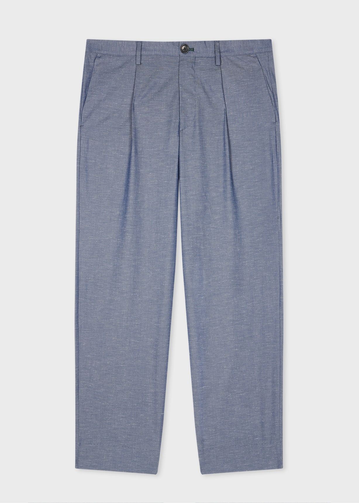 Product view - Light Blue Slub Cotton-Blend Pleated Trousers Paul Smith