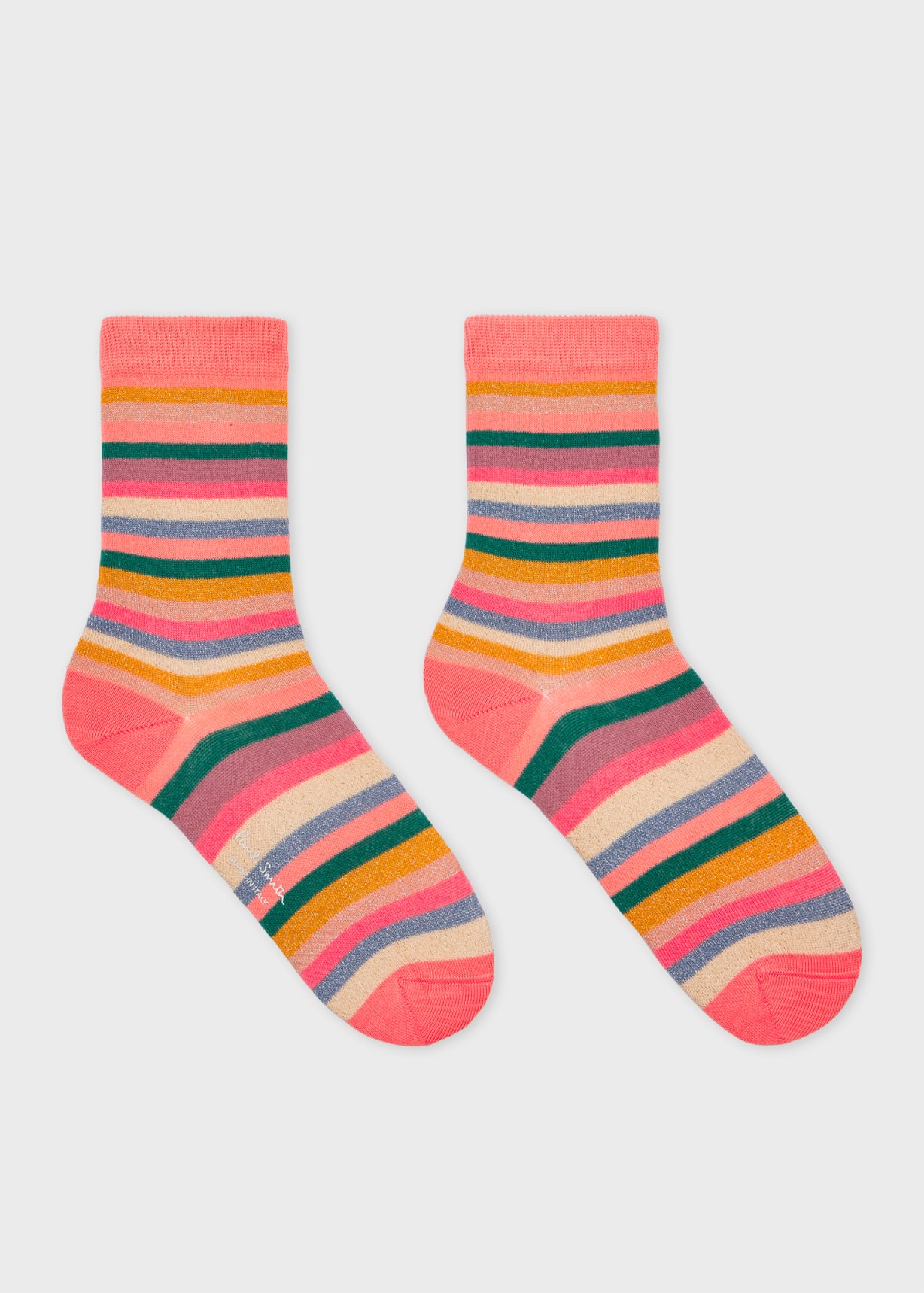 Detail View - Women's Pink Glitter Stripe Socks Paul Smith