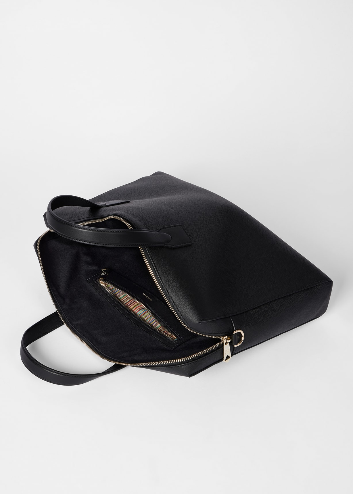 Men's Black Leather 'Signature Stripe' Trim Folio