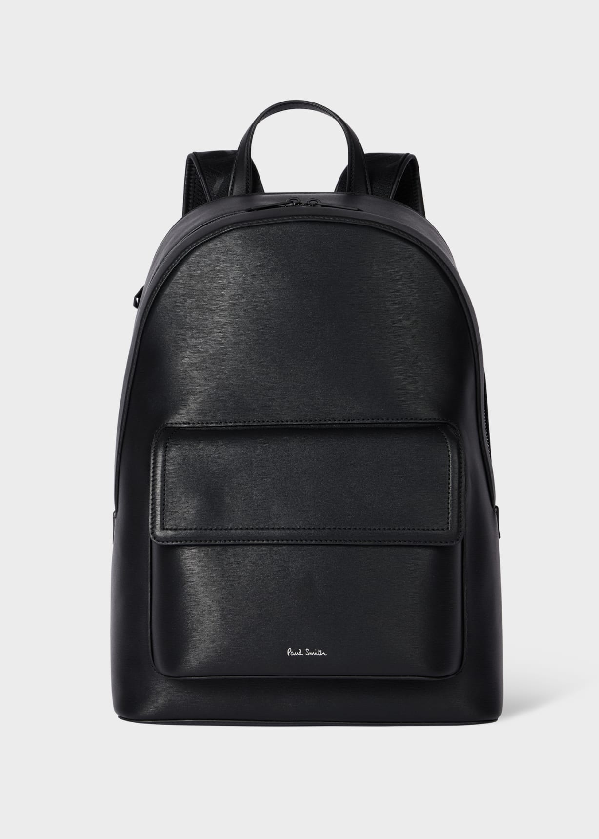 Paul Smith ブラックレザーバックパック Black Straw-Grain Embossed Leather Backpack