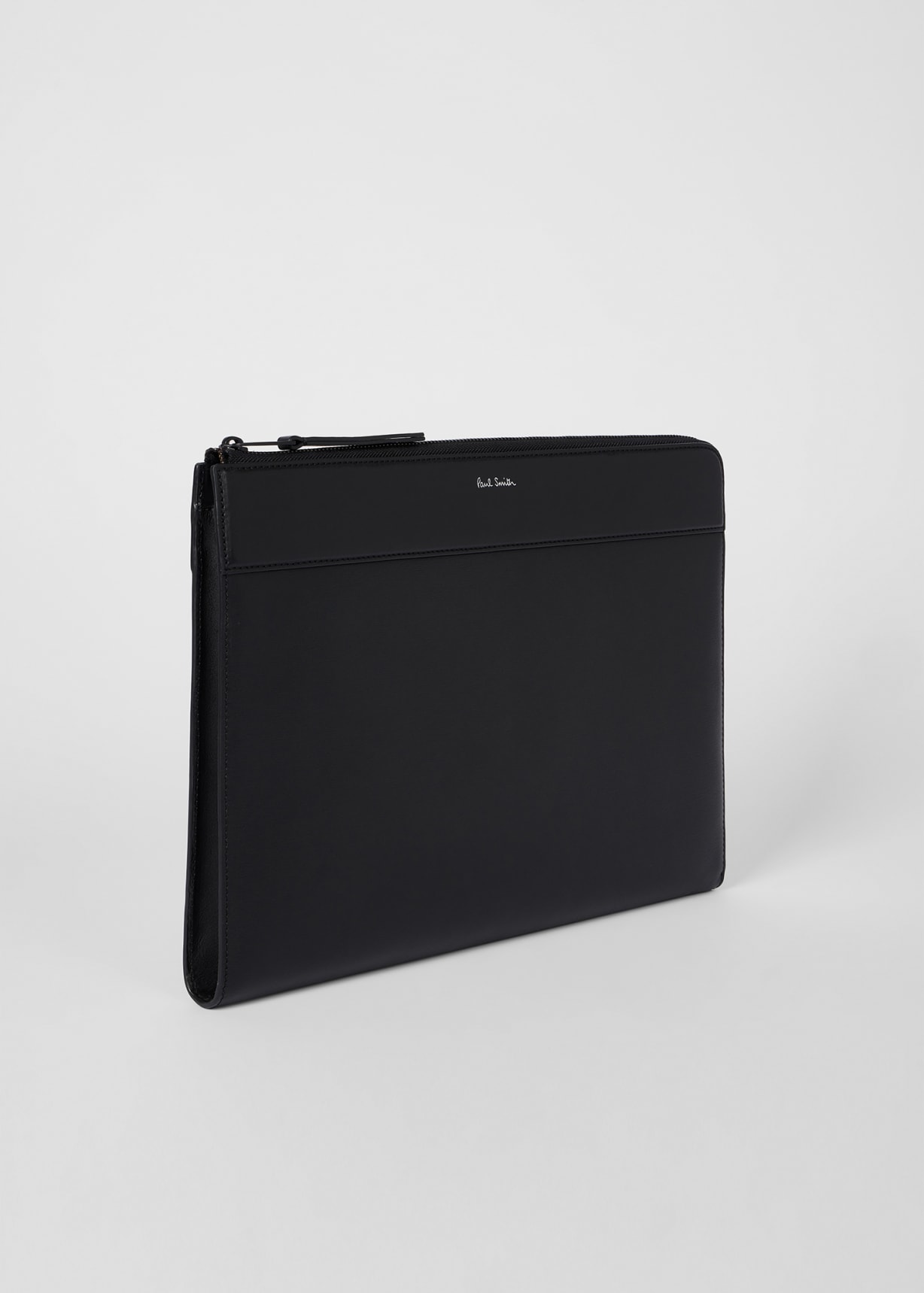 Black Straw-Grain Embossed Leather Laptop Case