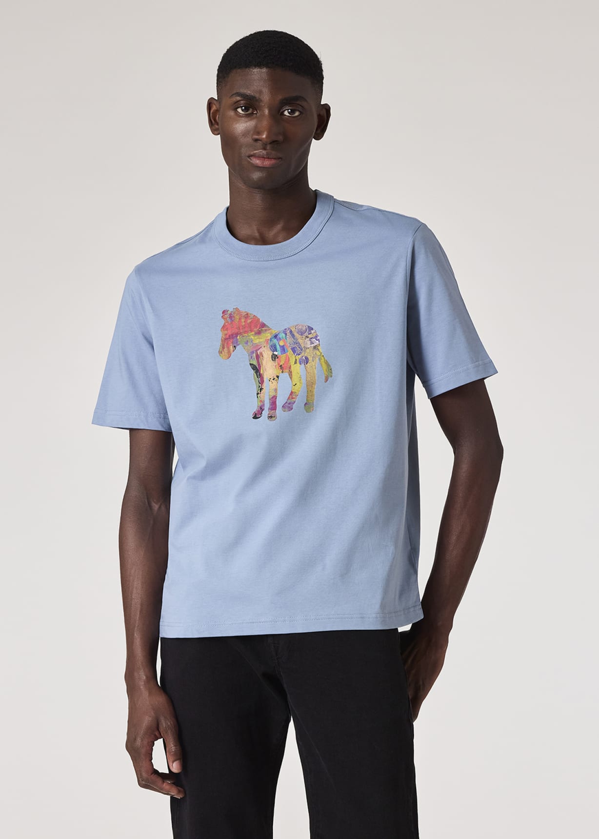 Men's Sky Blue 'Craft Zebra' Print T-Shirt