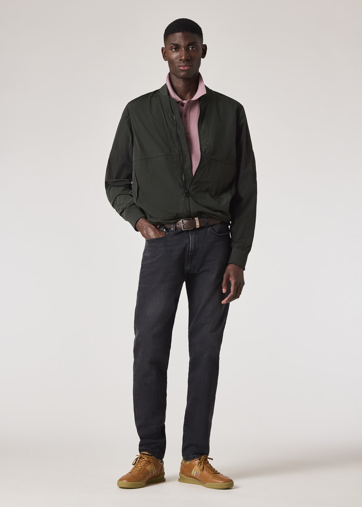 Men's Dark Green Recycled-Nylon Bomber Jacket