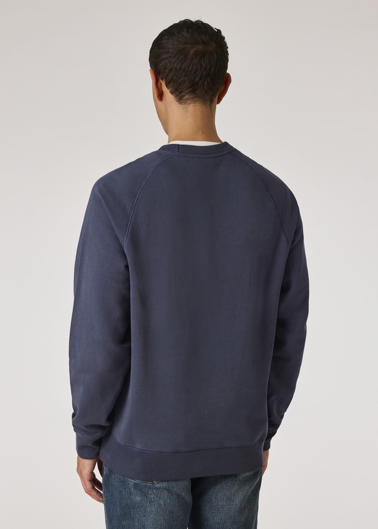 Model View - Steel Blue Embroidered Wheels Sweatshirt Paul Smith