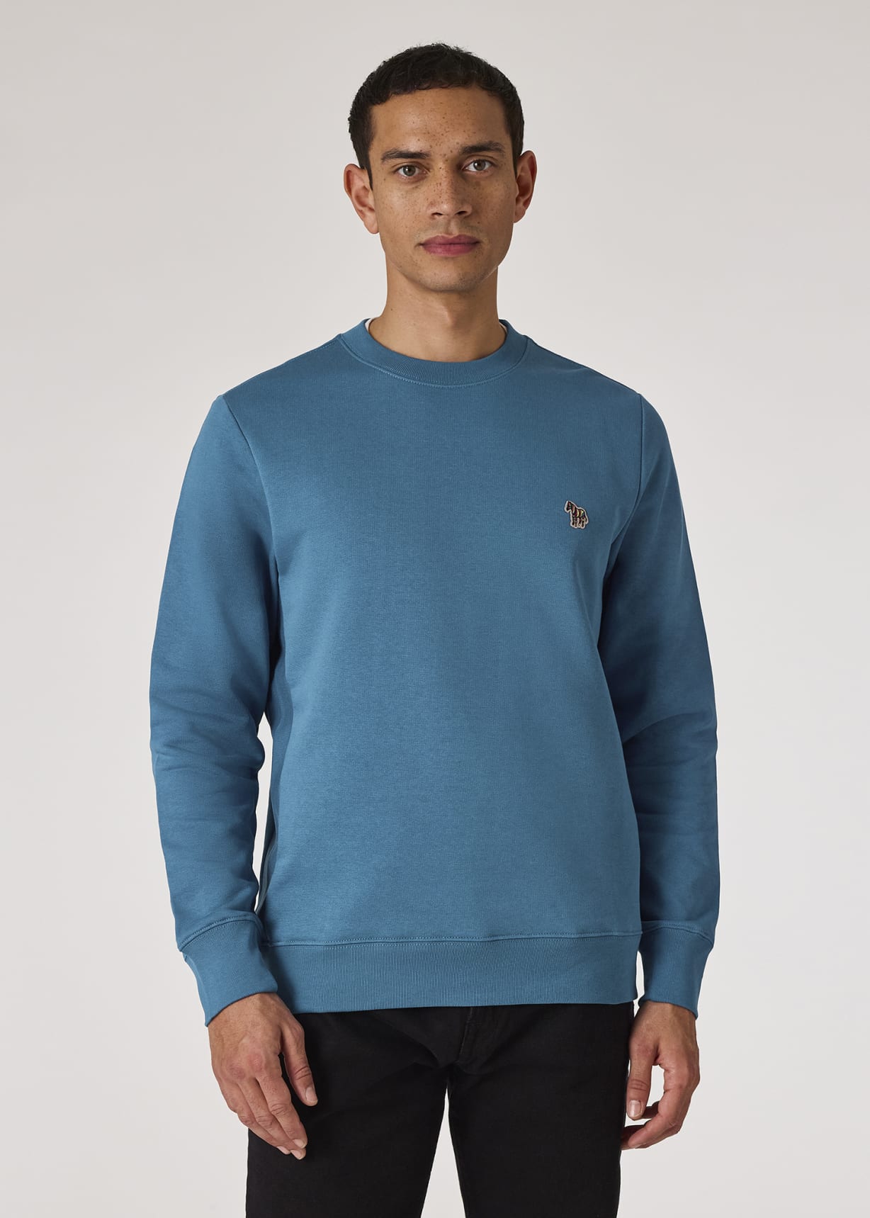 Model view - Teal Blue Zebra Logo Organic Cotton Sweatshirt Paul Smith