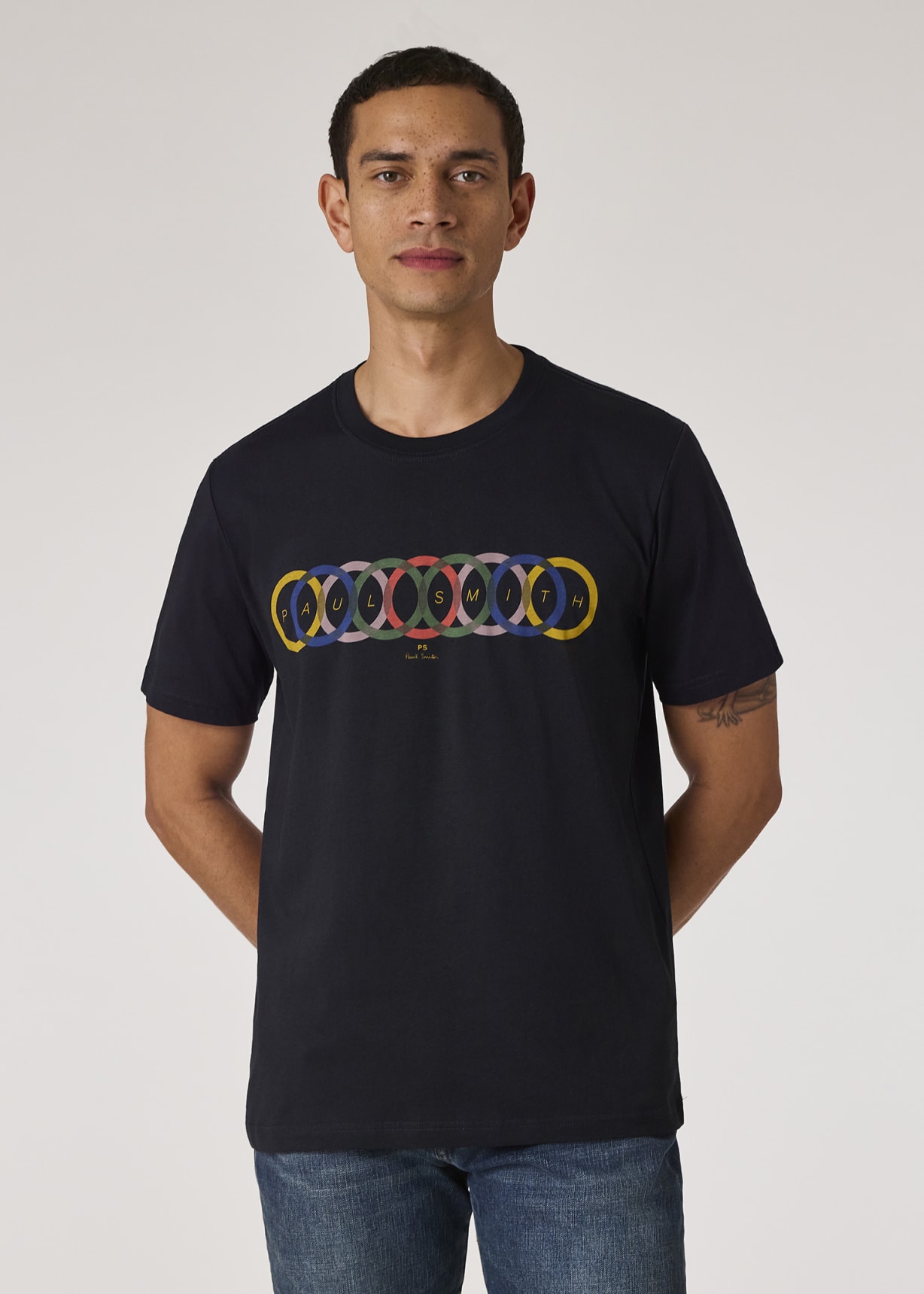 Men's Dark Navy 'Overlapping Circles' Print T-Shirt