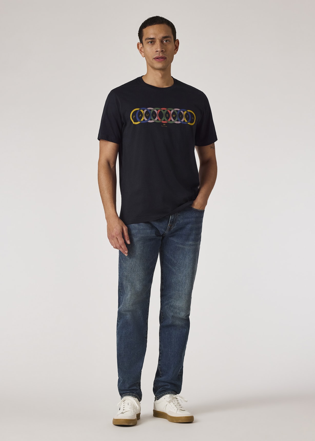 Men's Dark Navy 'Overlapping Circles' Print T-Shirt