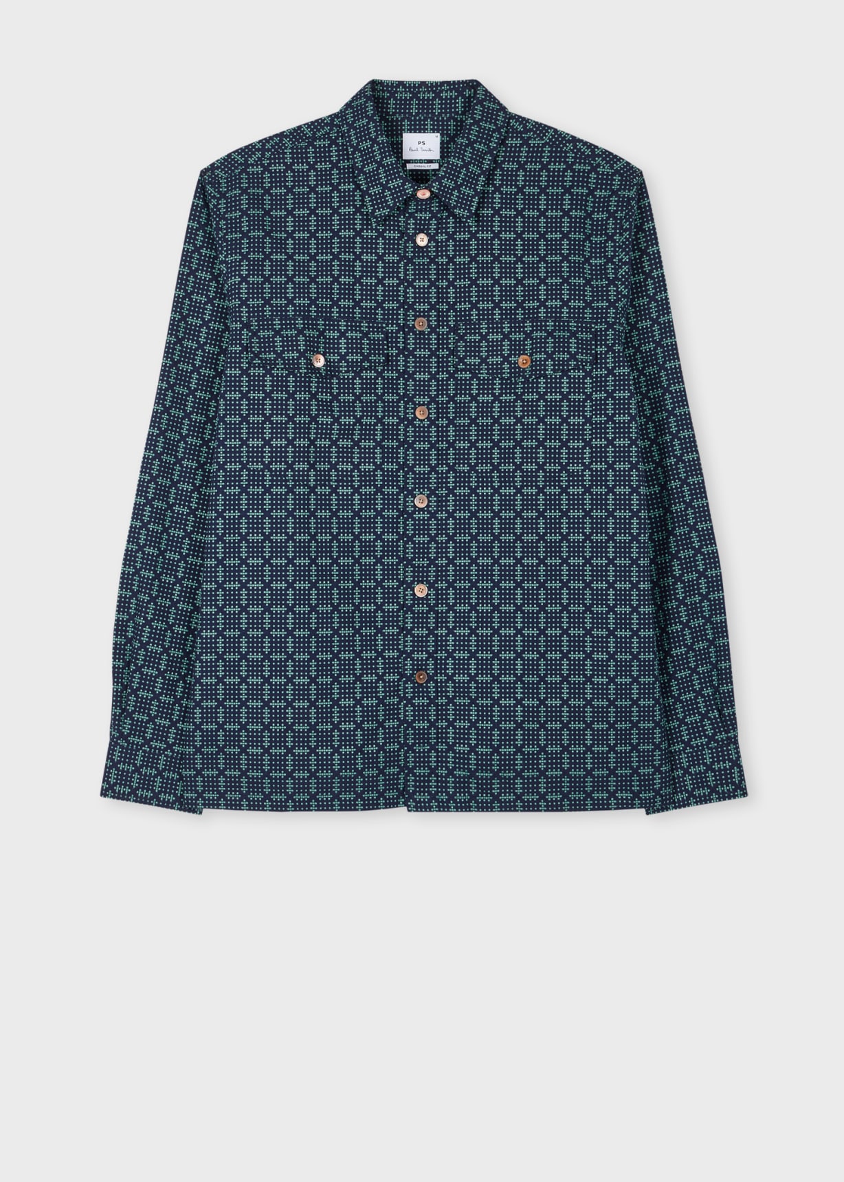 Product view - Navy Cross-Stitch Textured Jacquard Shirt Paul Smith