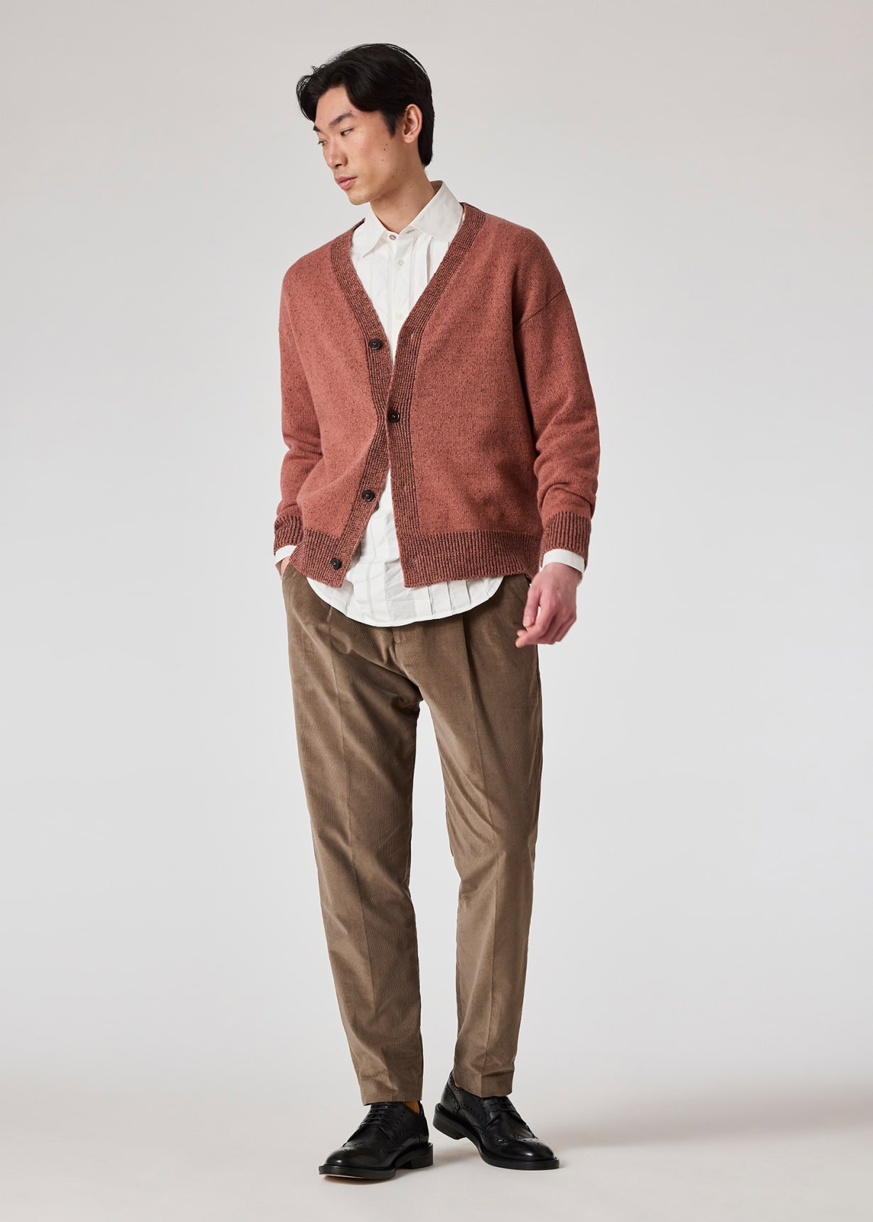 Model view - Pale Red Lambswool Cardigan Paul Smith