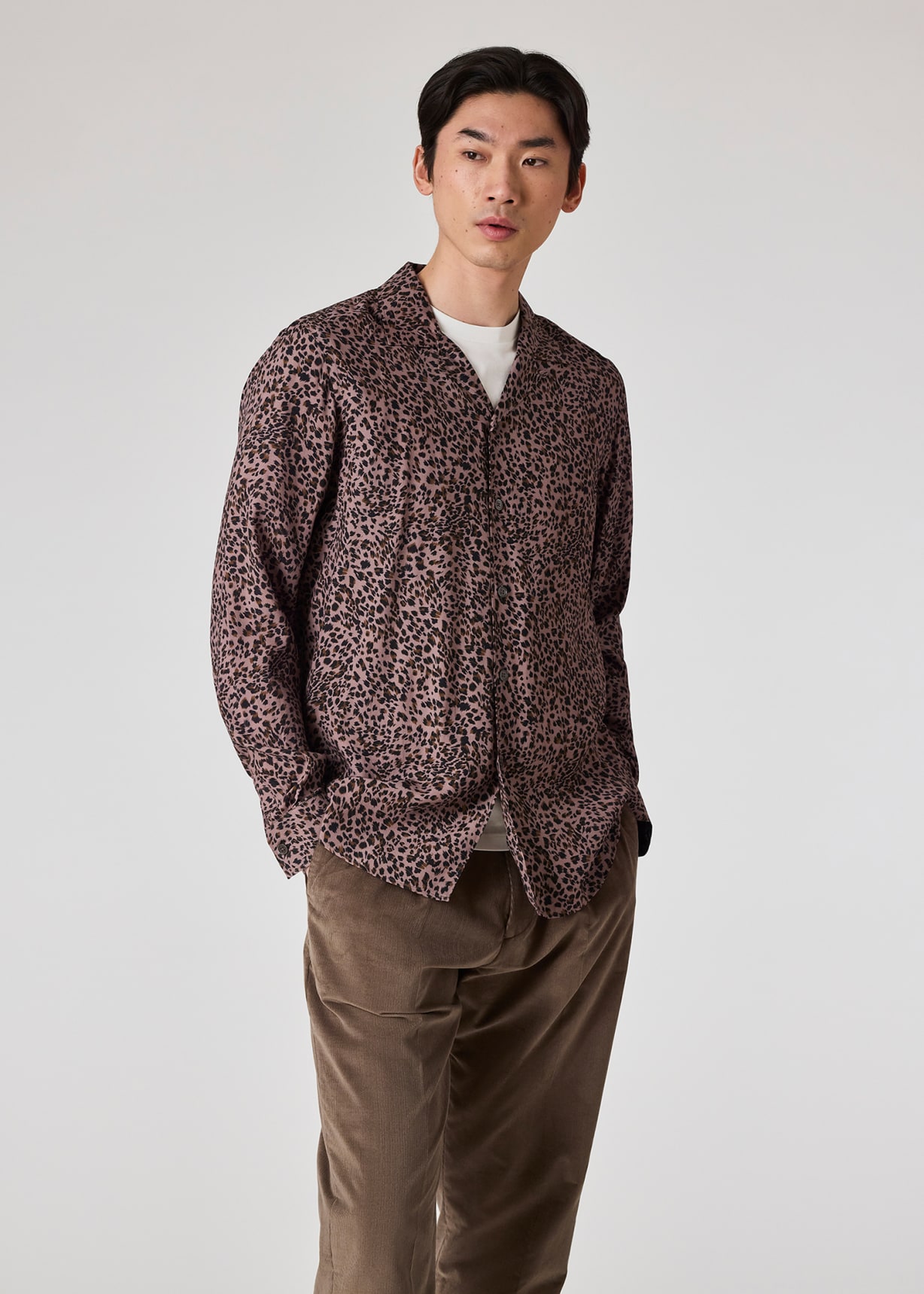 Dusky Pink 'Leopard' Print Viscose Shirt